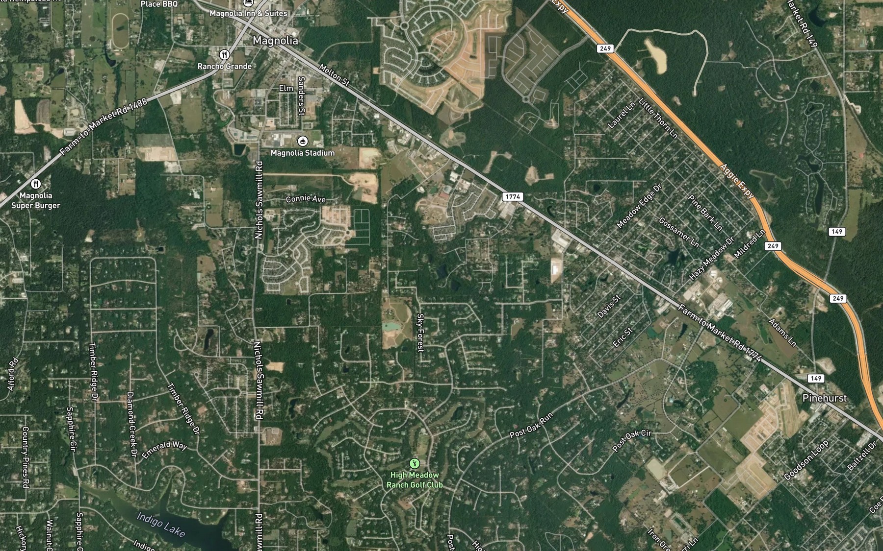 Satellite map of the Lake Cecil