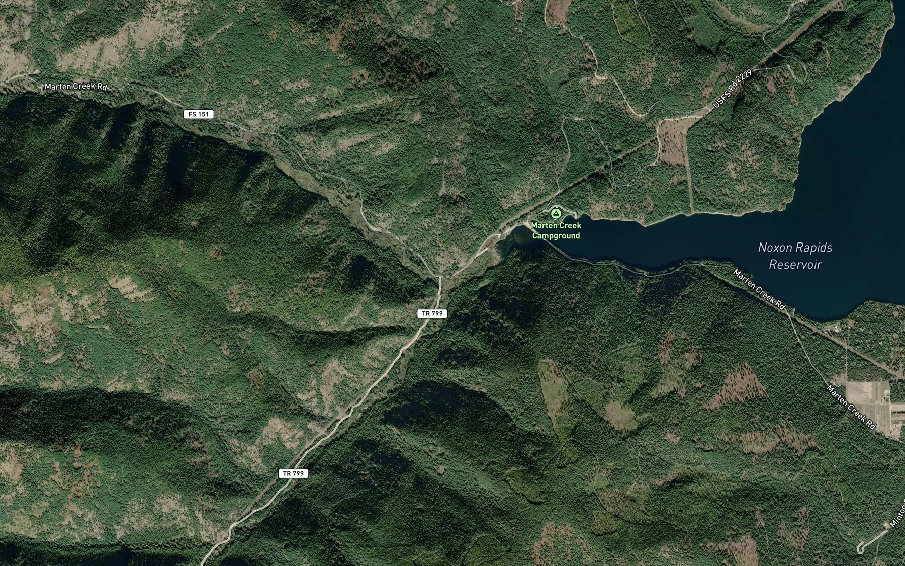 Satellite map of the South Fork Marten Creek