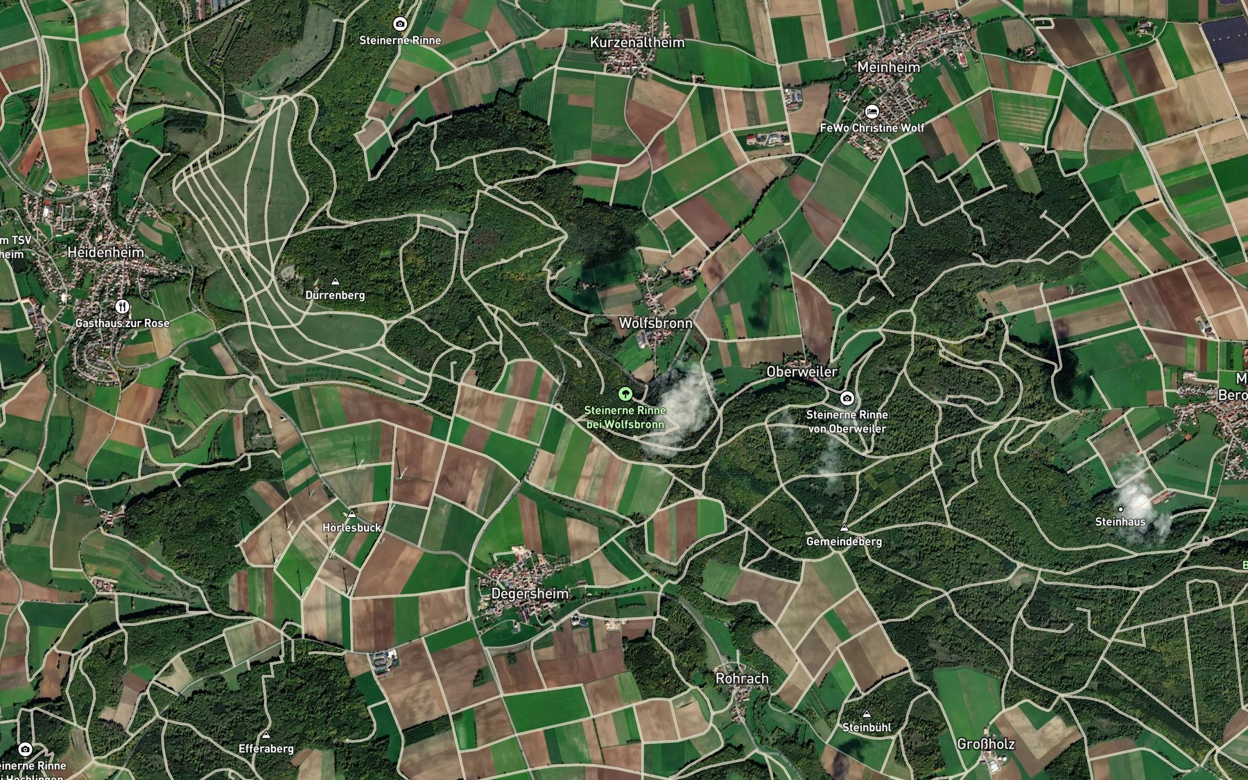Satellite map of the Steinerne Rinne (Wolfsbronn)