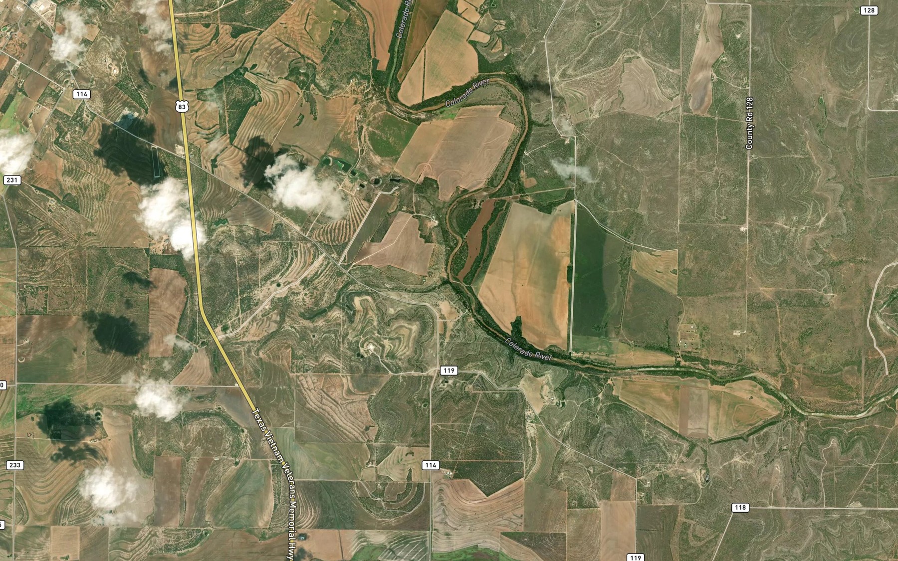 Satellite map of the Spur Creek
