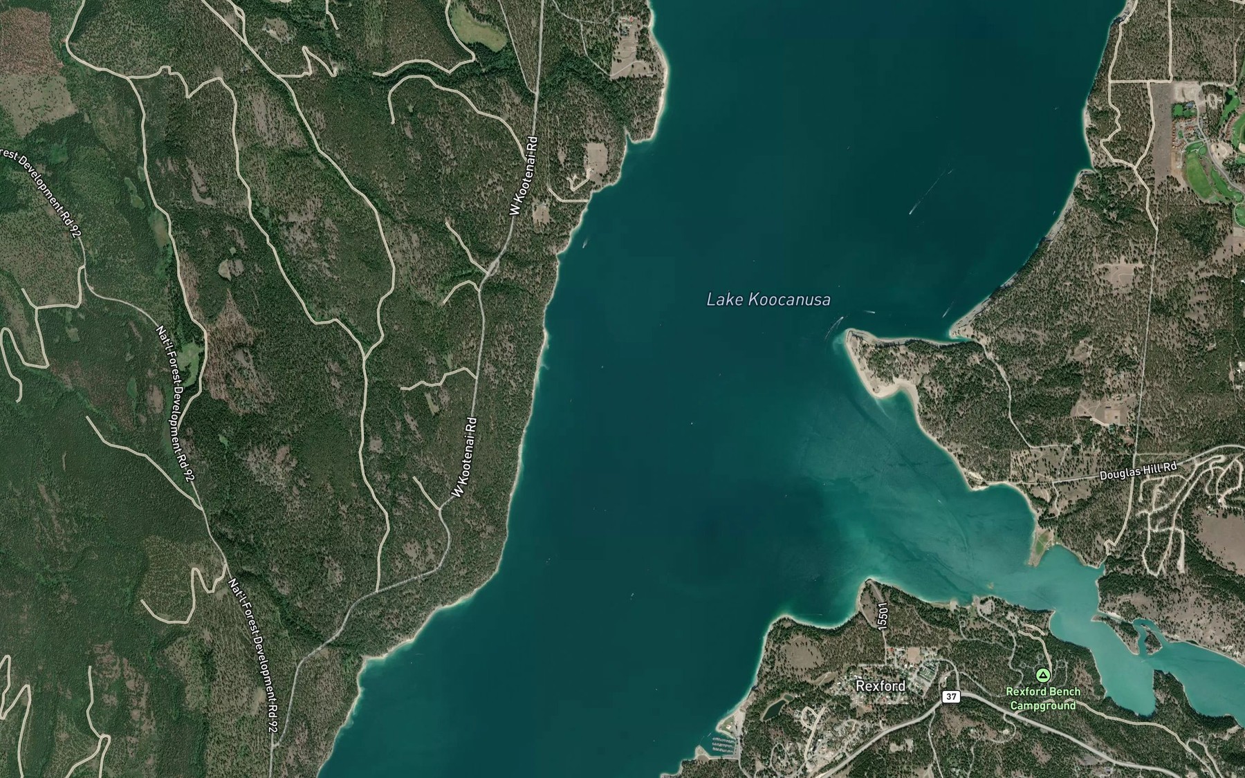 Satellite map of the Dodge Creek