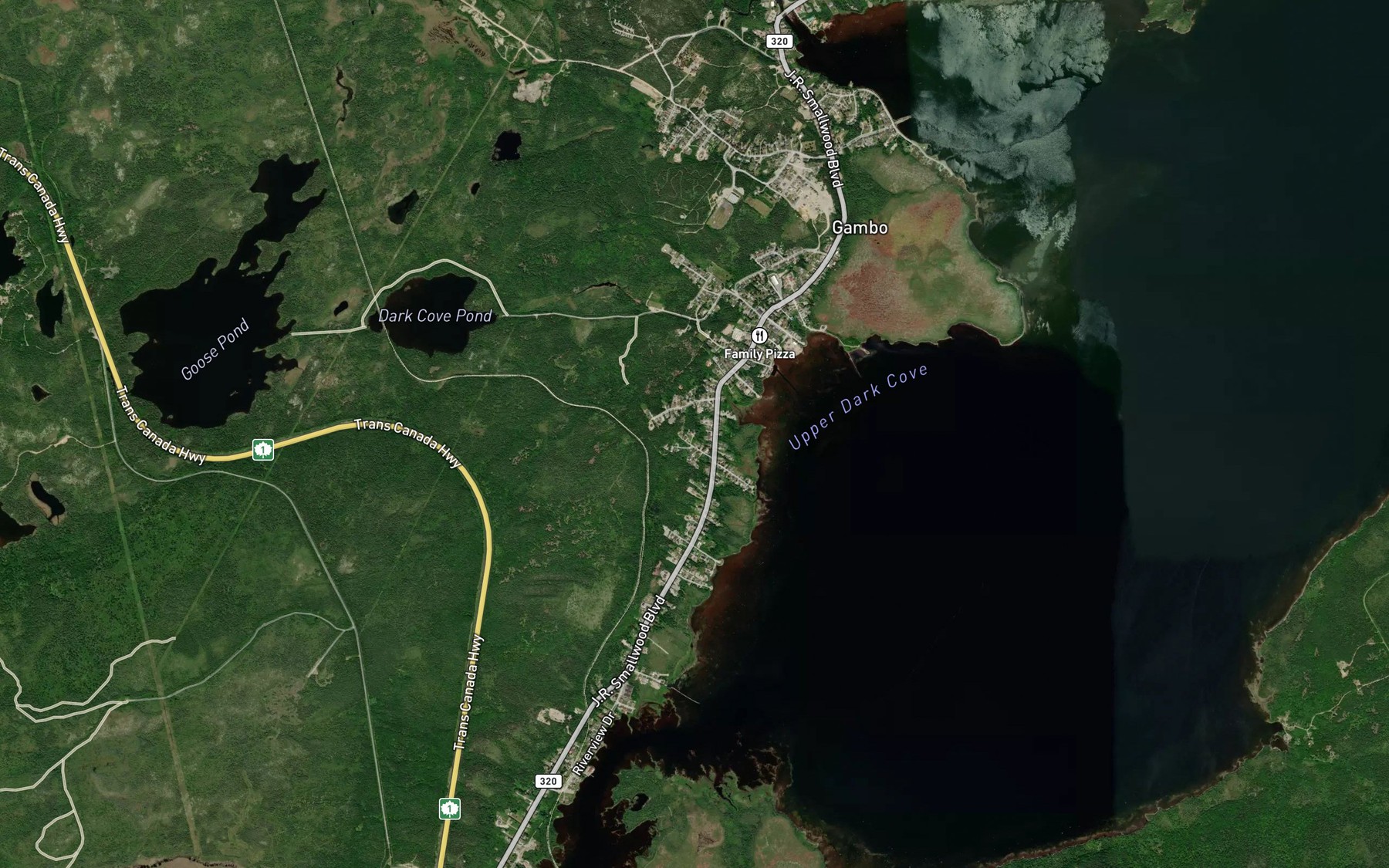 Satellite map of the Upper Dark Cove