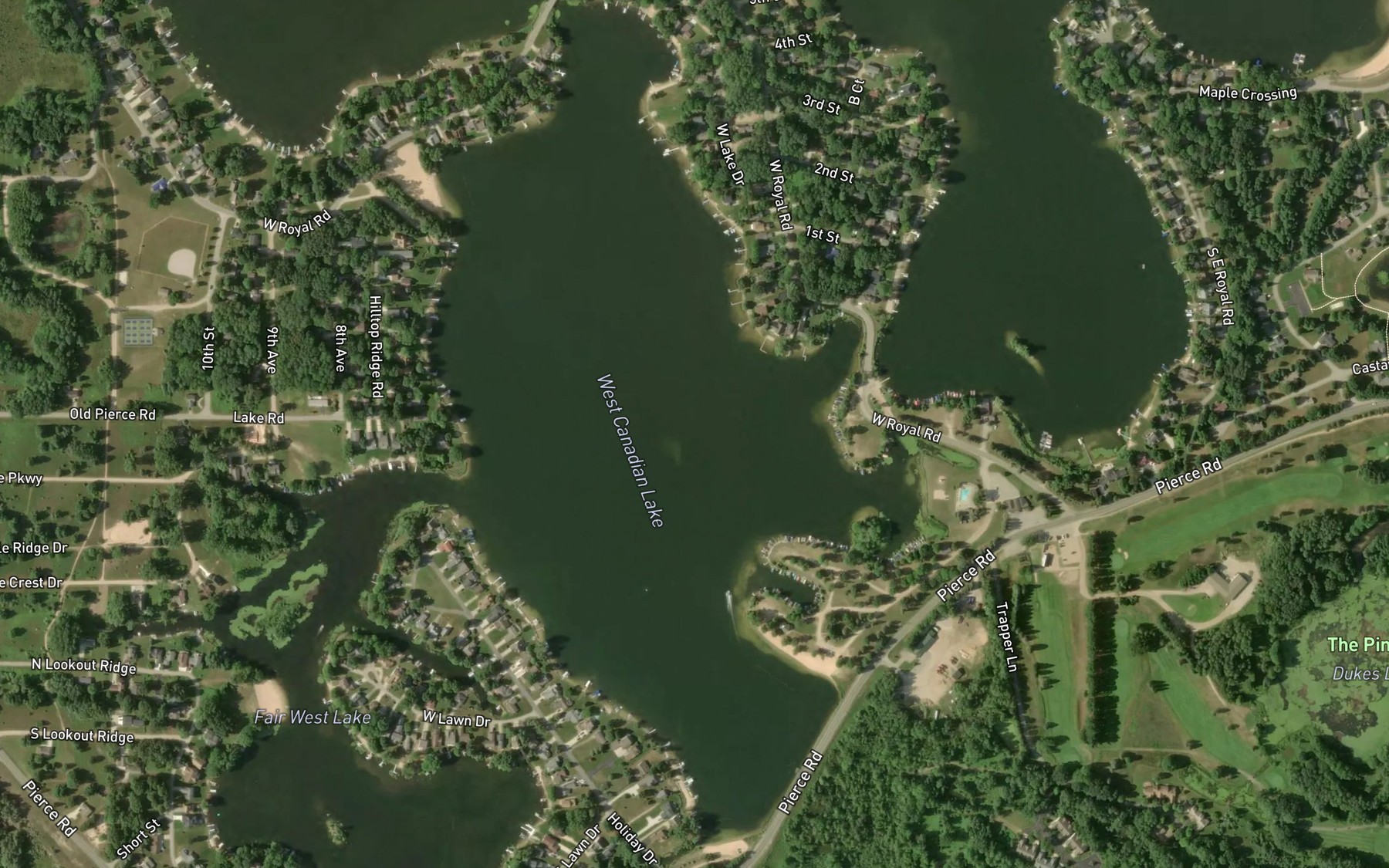 Satellite map of the West Canadian Lake
