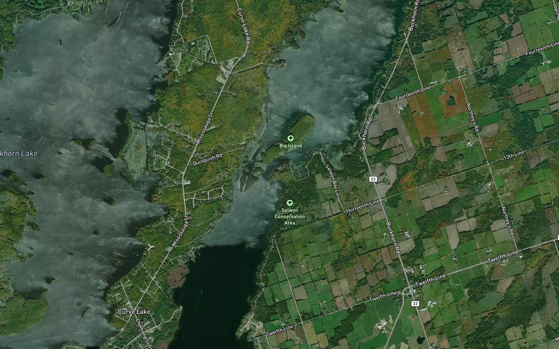 Satellite map of the Upper Chemong Lake