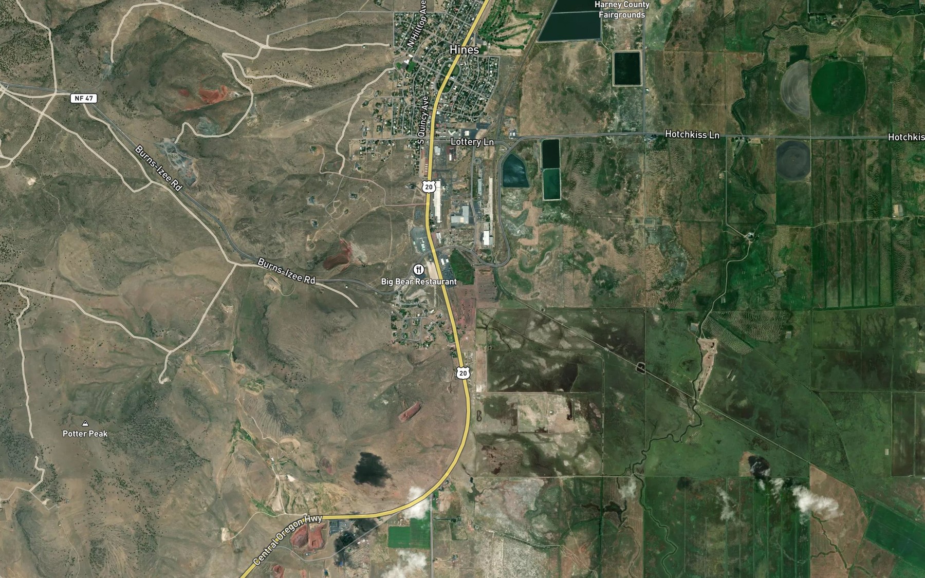 Satellite map of the Hines Mill Pond
