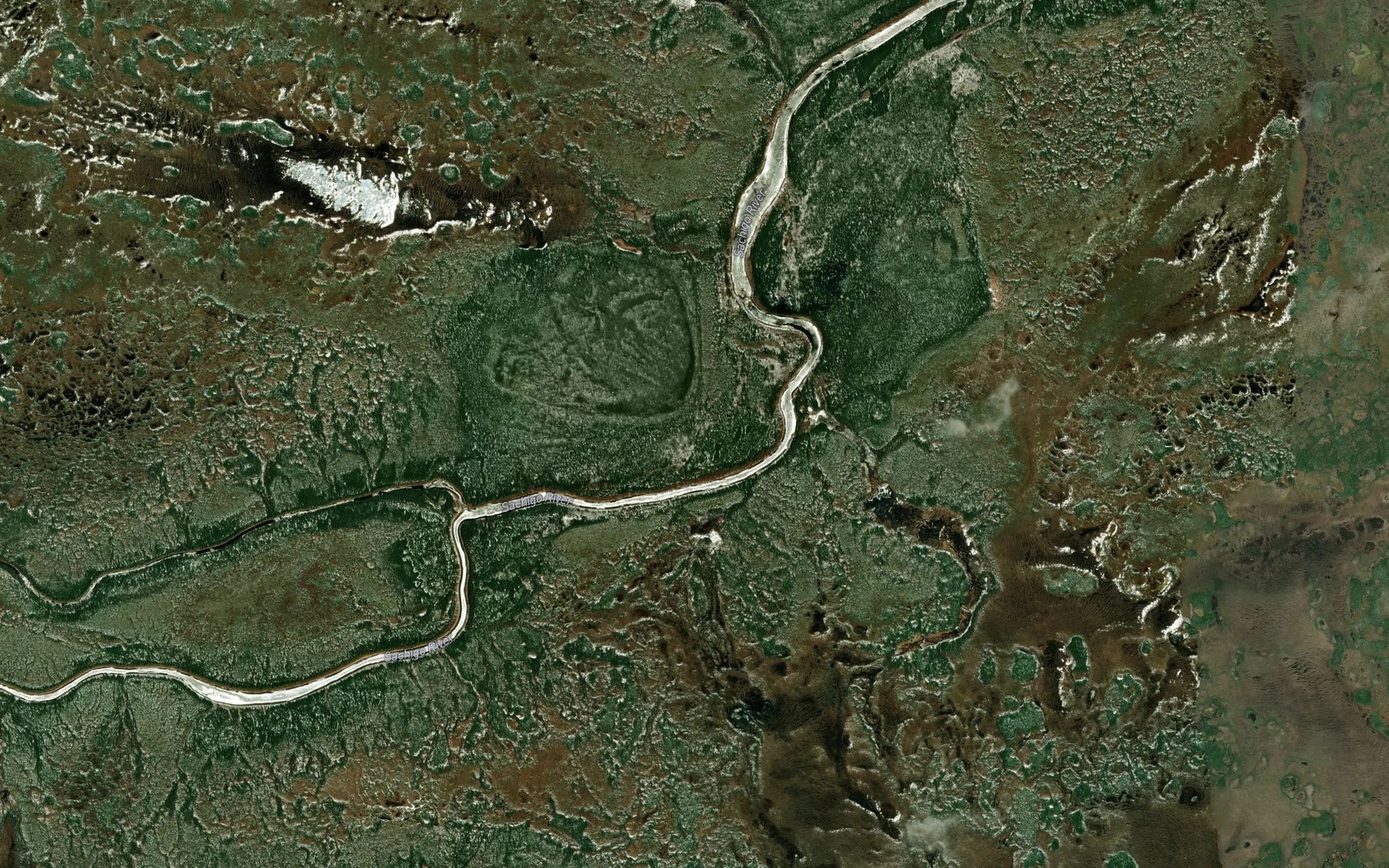 Satellite map of the Thorne River