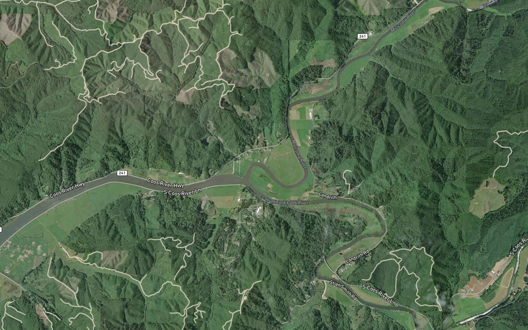 Satellite map of the Mart Davis Creek
