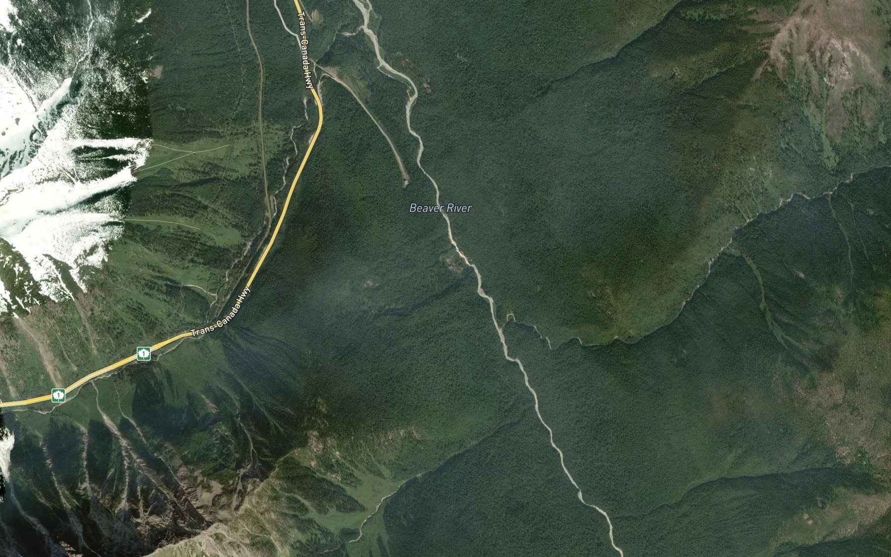 Satellite map of the Grizzly Creek