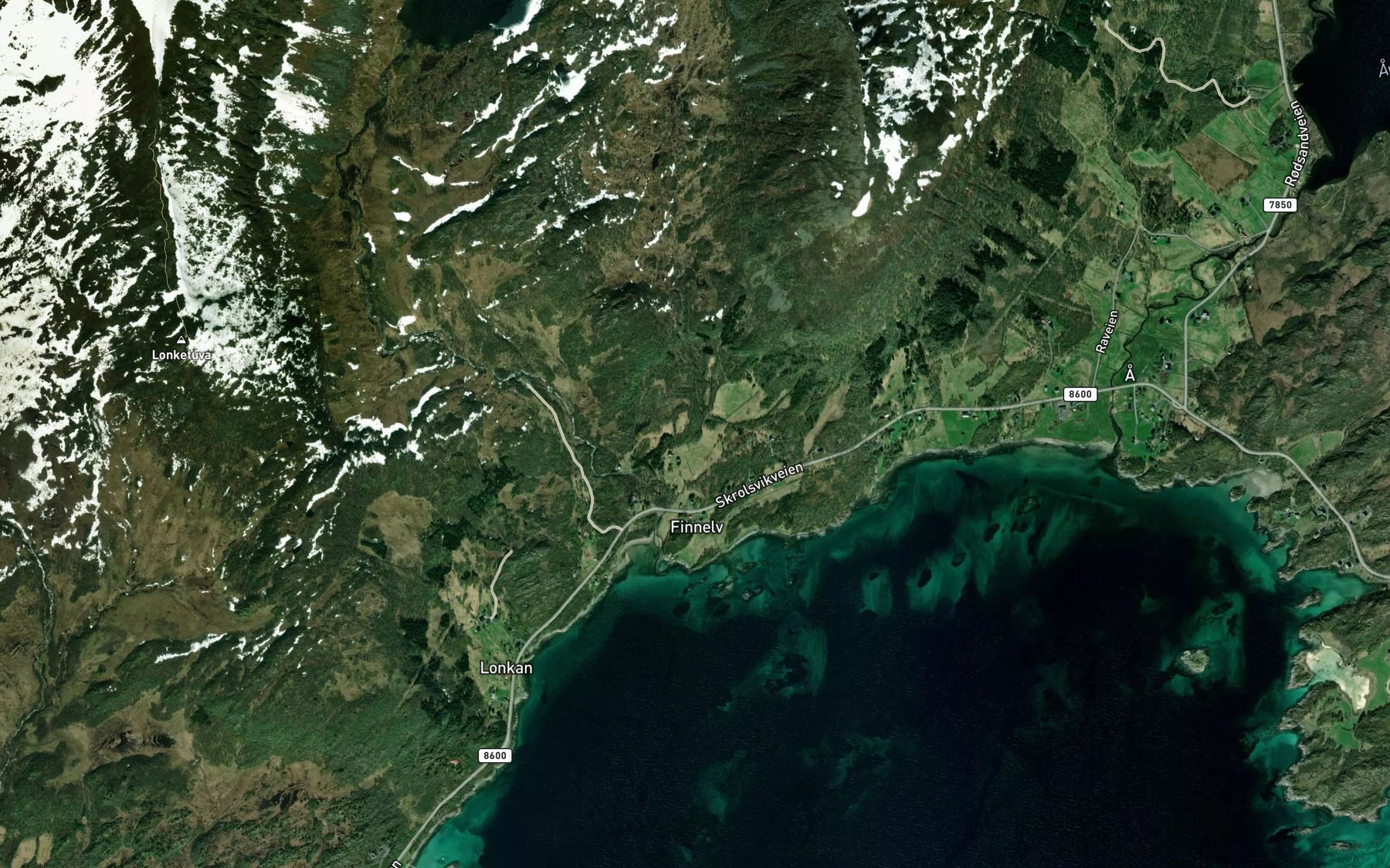 Satellite map of the Lillelva