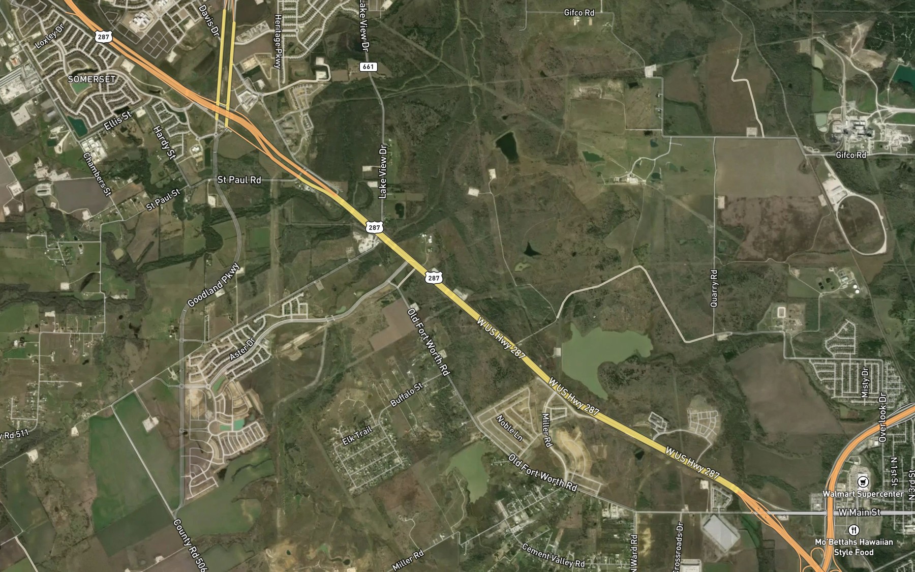Satellite map of the Cottonwood Creek