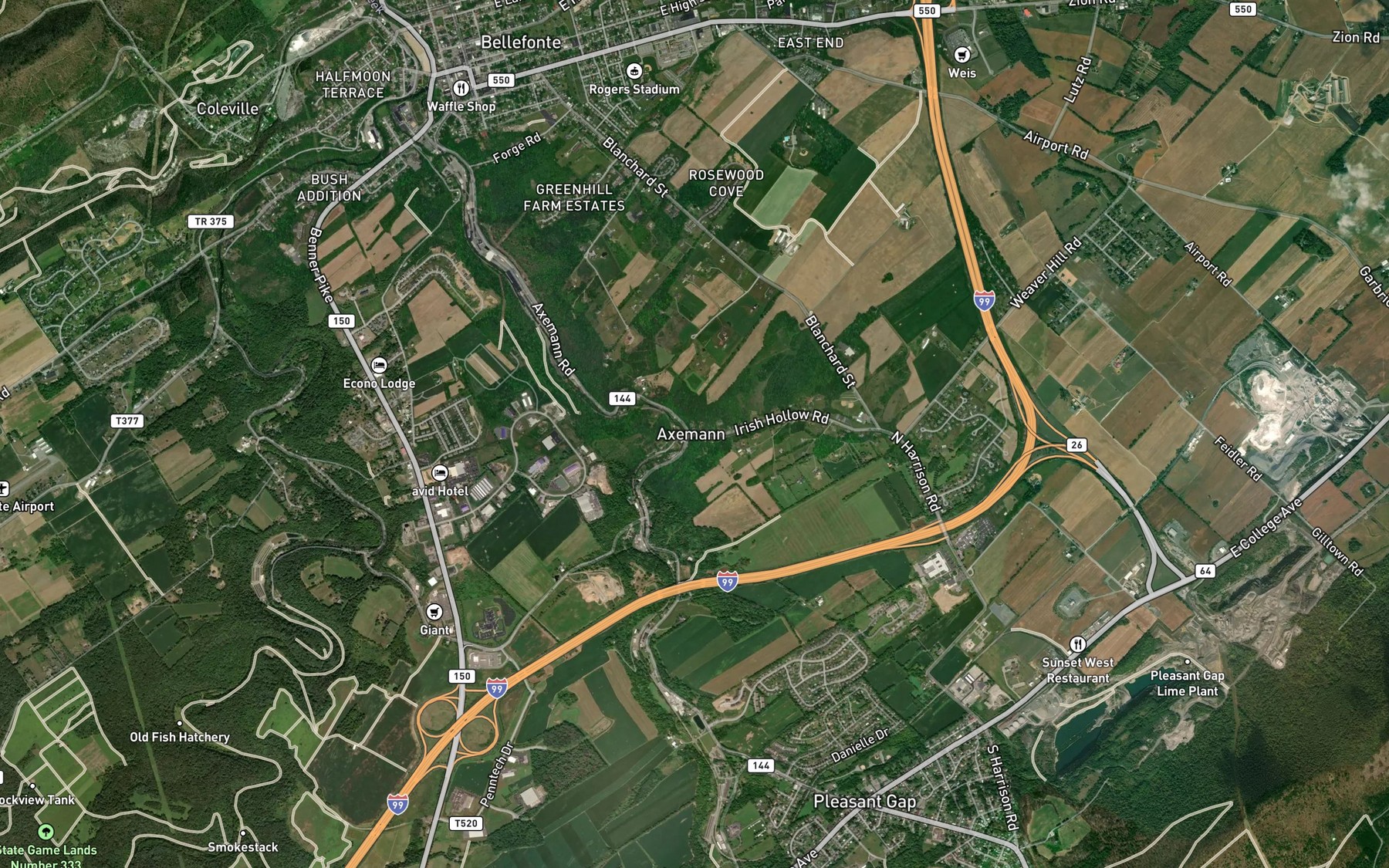 Satellite map of the Axemann Spring
