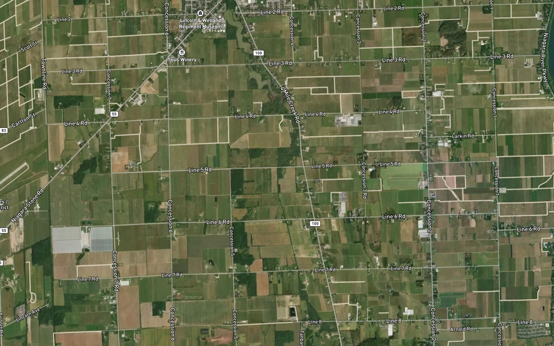 Satellite map of the Thompson Drain