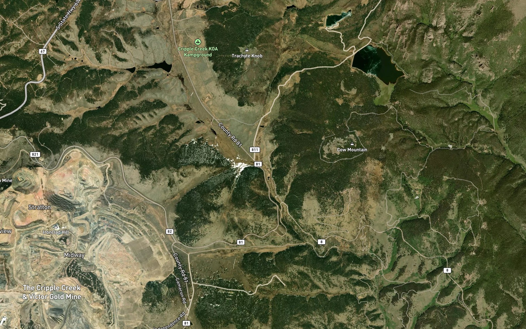Satellite map of the East Fork West Beaver Creek