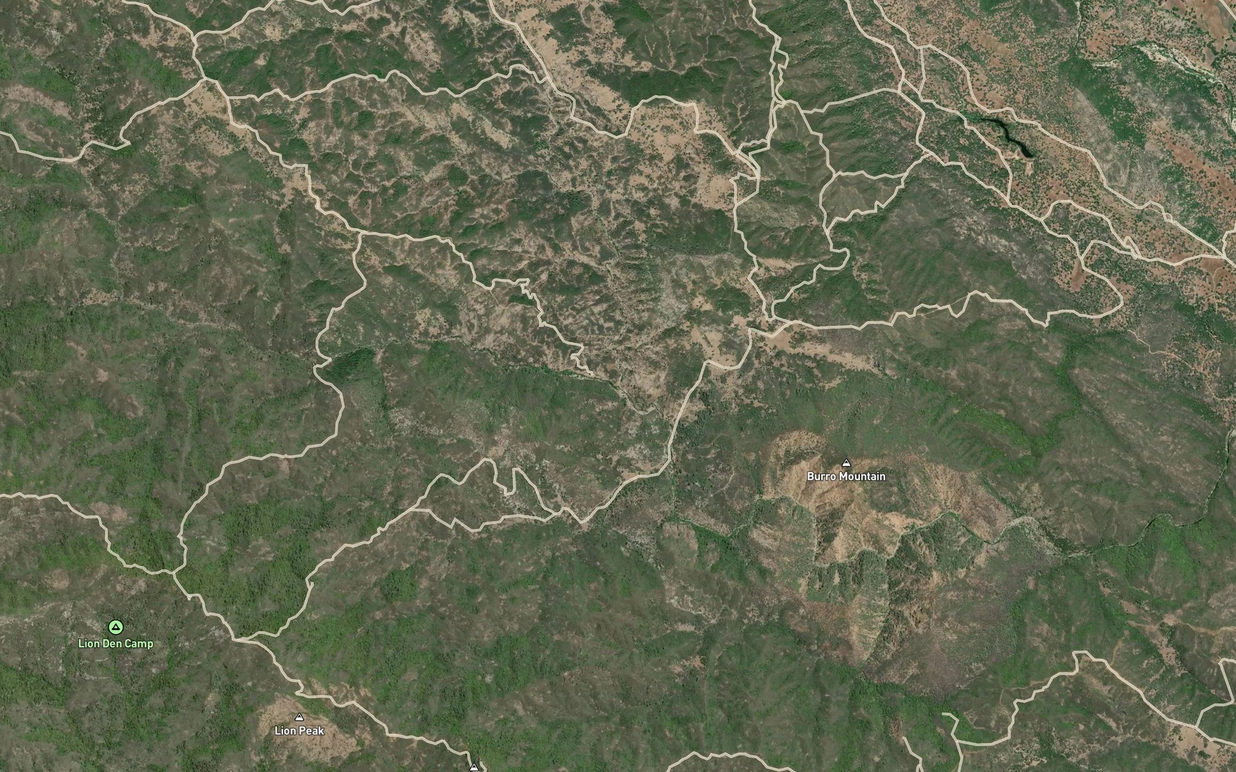 Satellite map of the North Fork Los Burros Creek