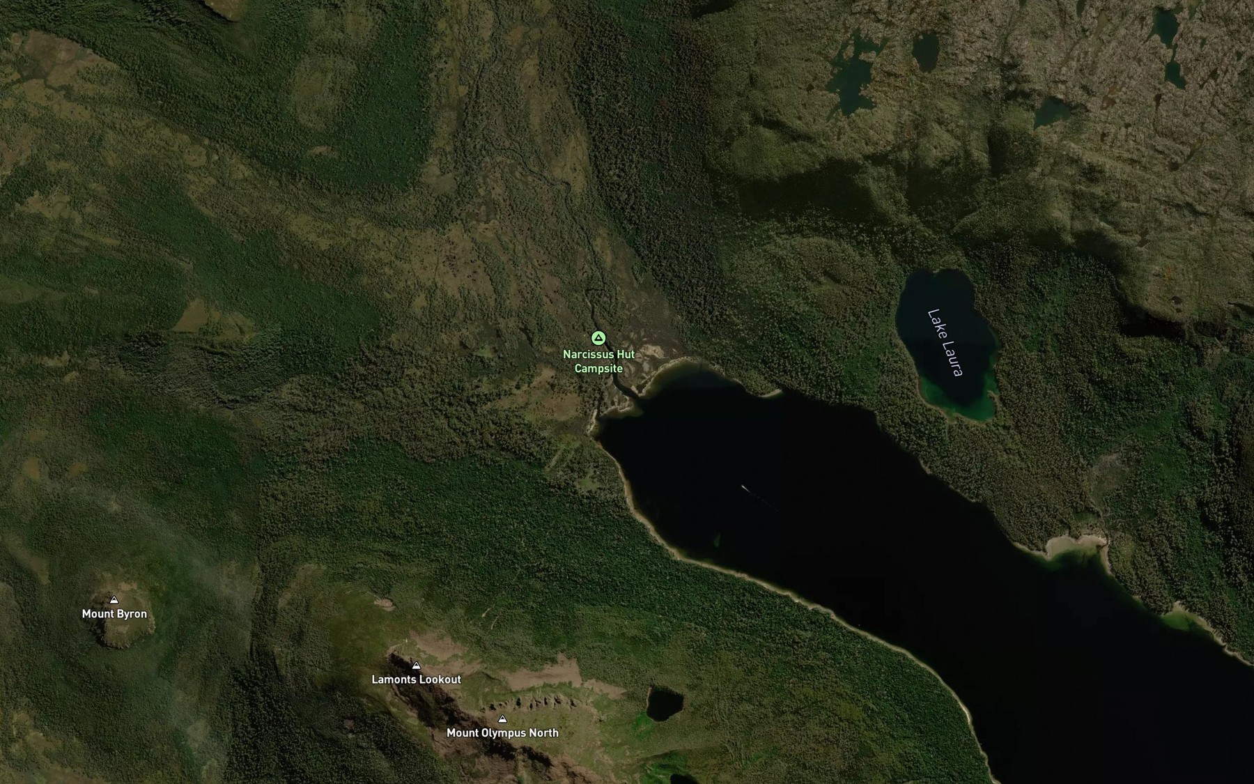 Satellite map of the Narcissus River