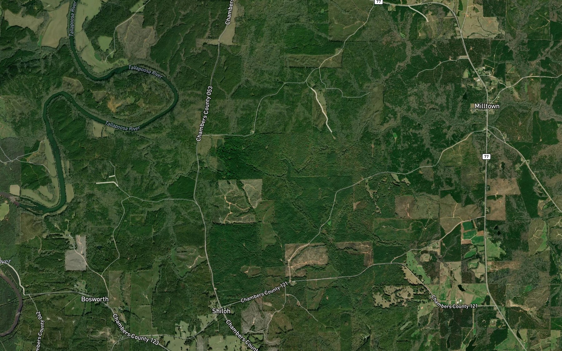 Satellite map of the Sandy Creek