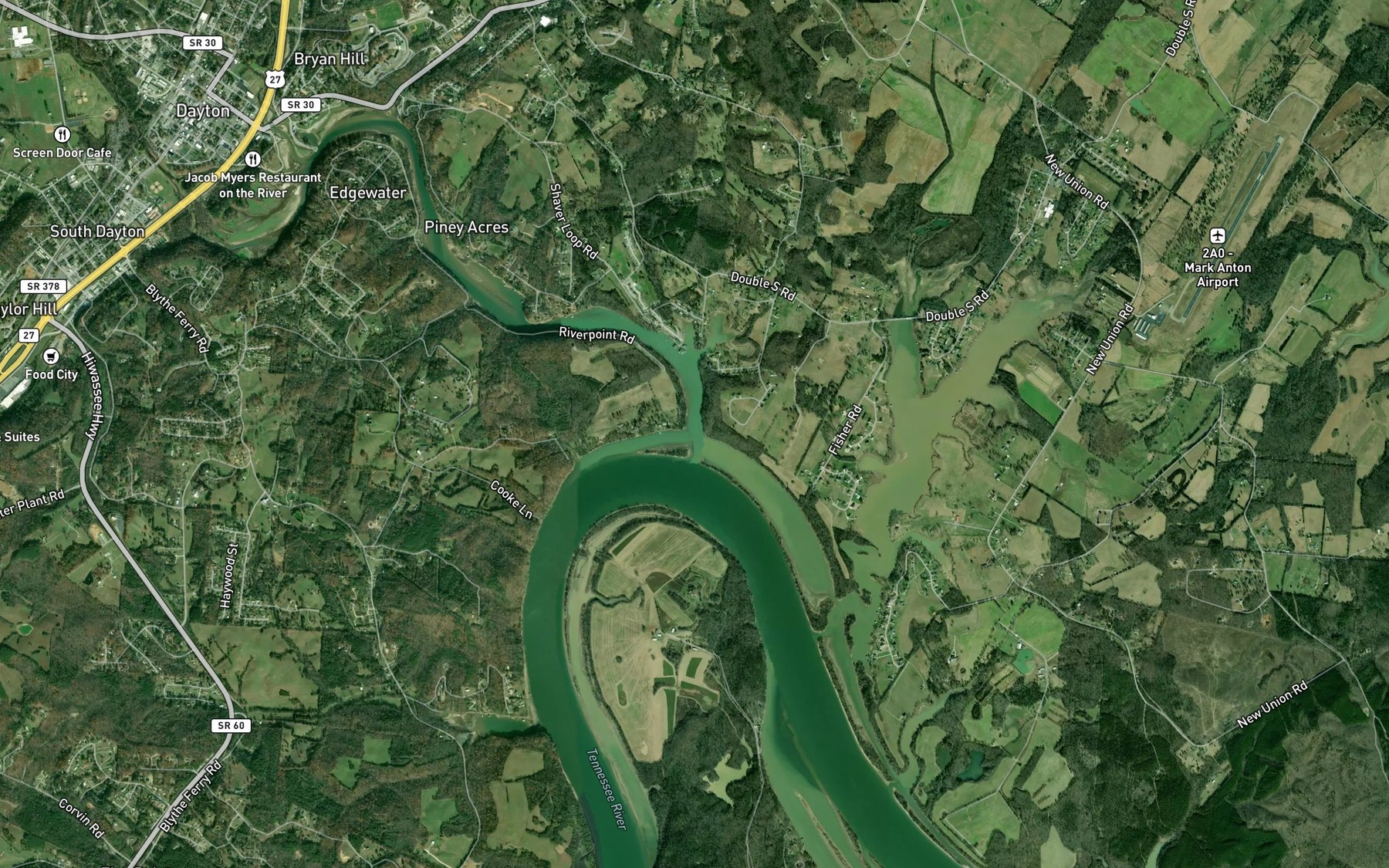 Satellite map of the Richland Creek