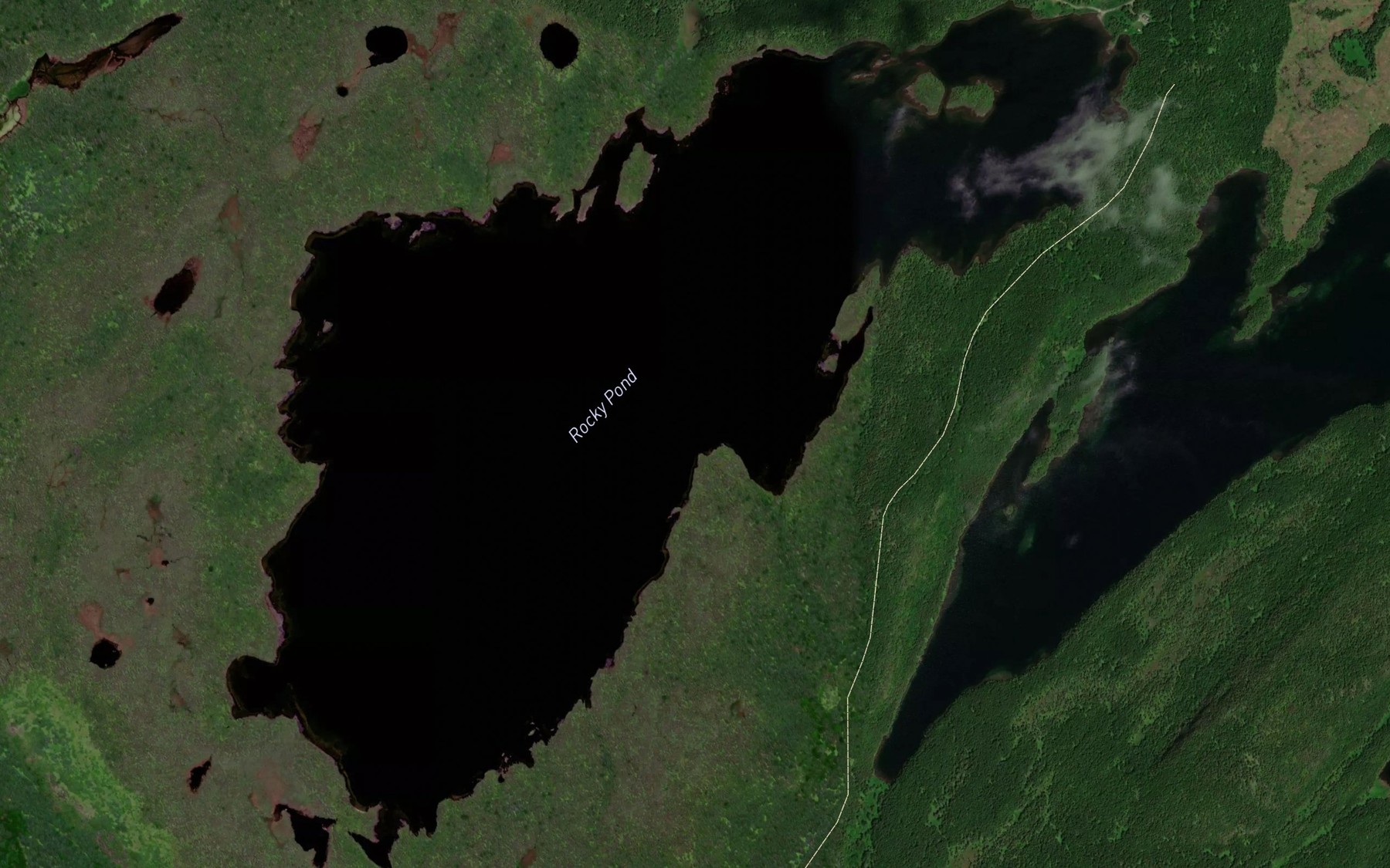 Satellite map of the Rocky Pond