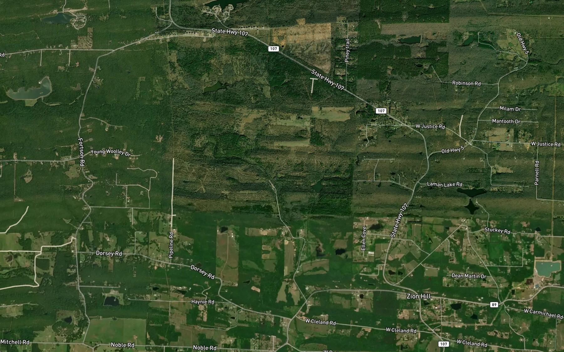 Satellite map of the Davis Lake