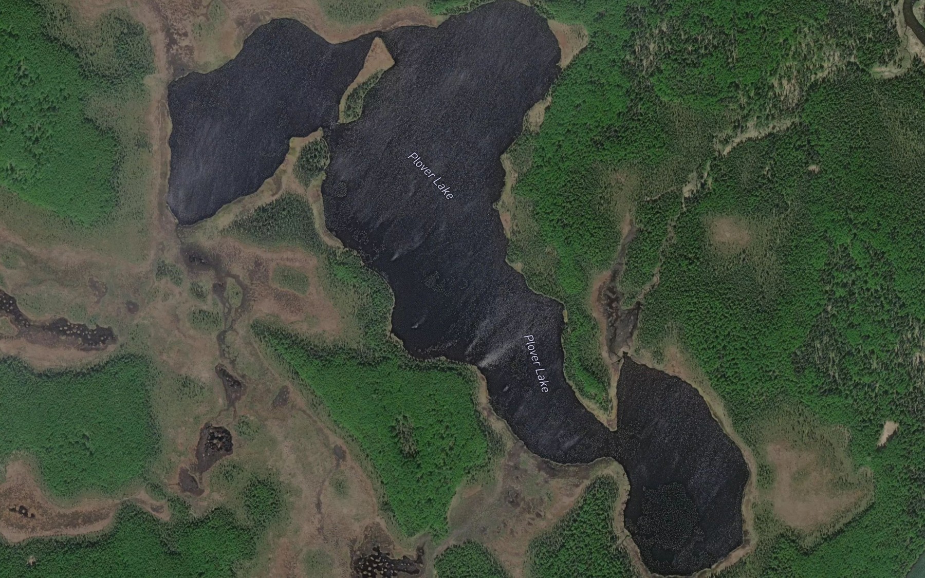 Satellite map of the Plover Lake