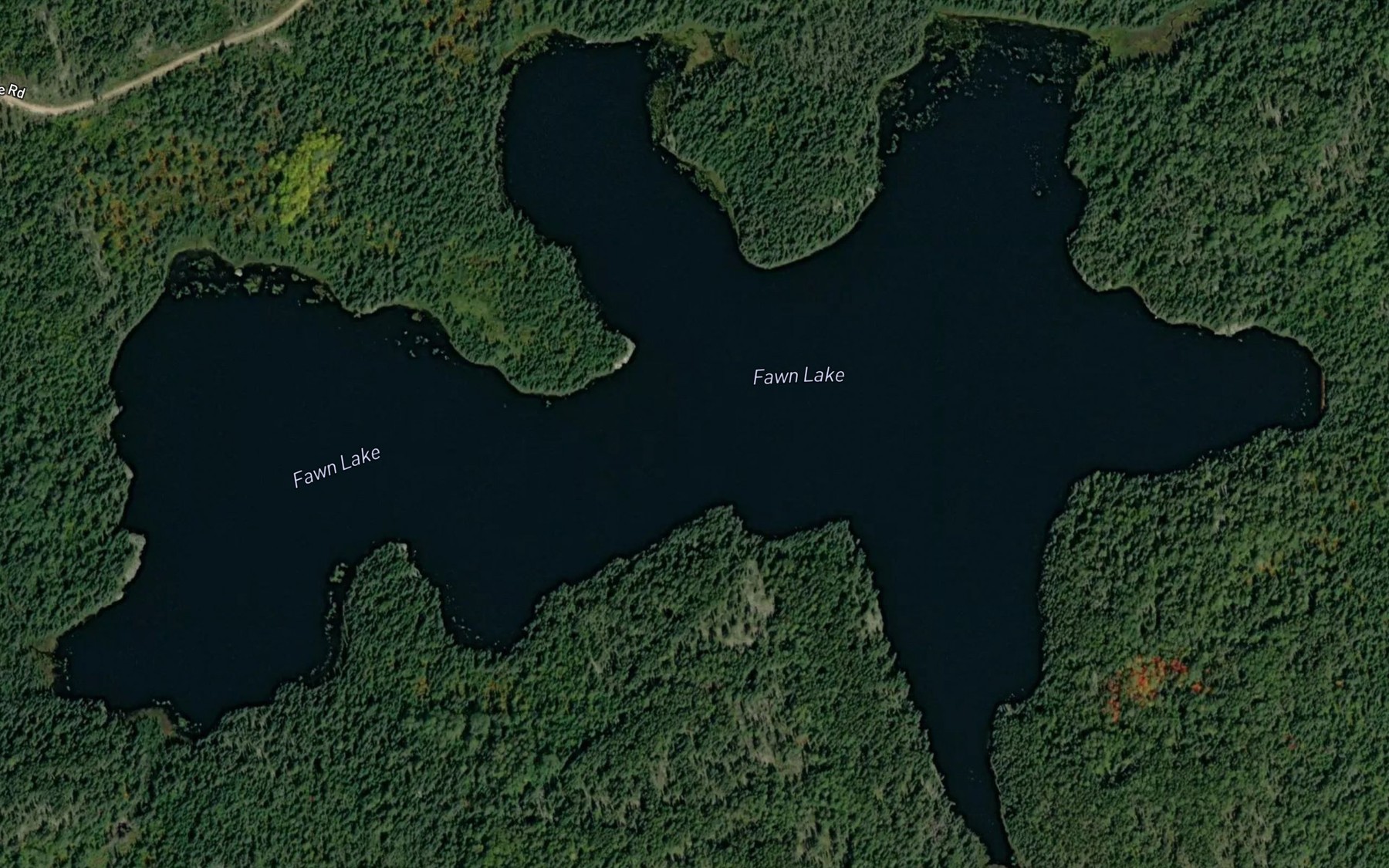 Satellite map of the Fawn Lake