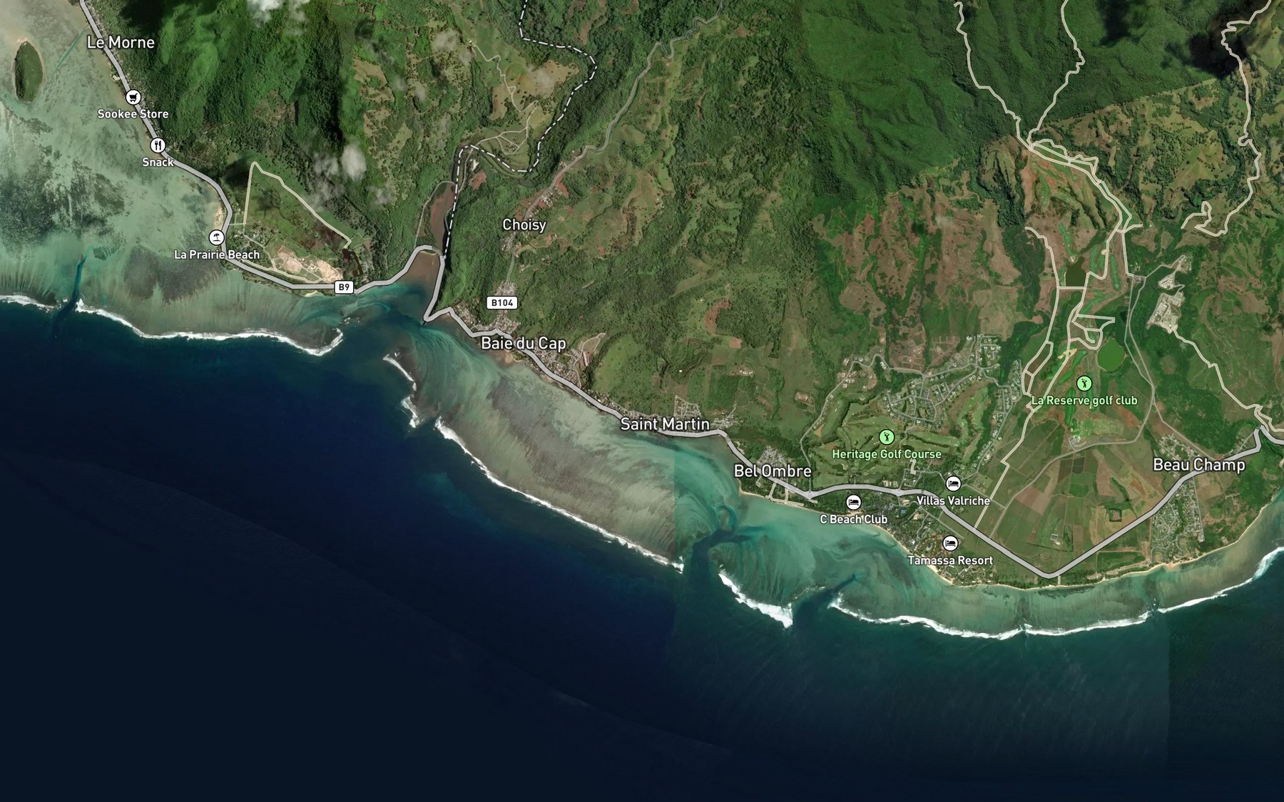 Satellite map of the Riviere Saint Martin