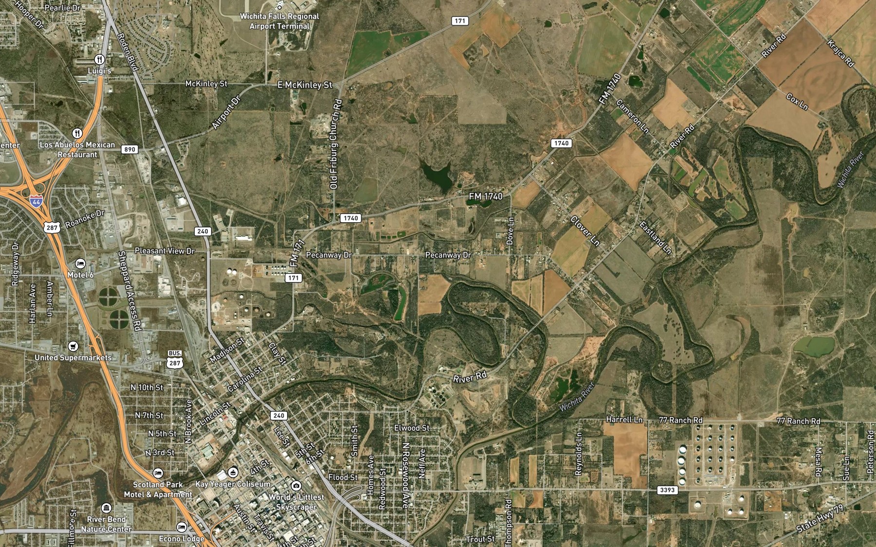 Satellite map of the W J Lateral