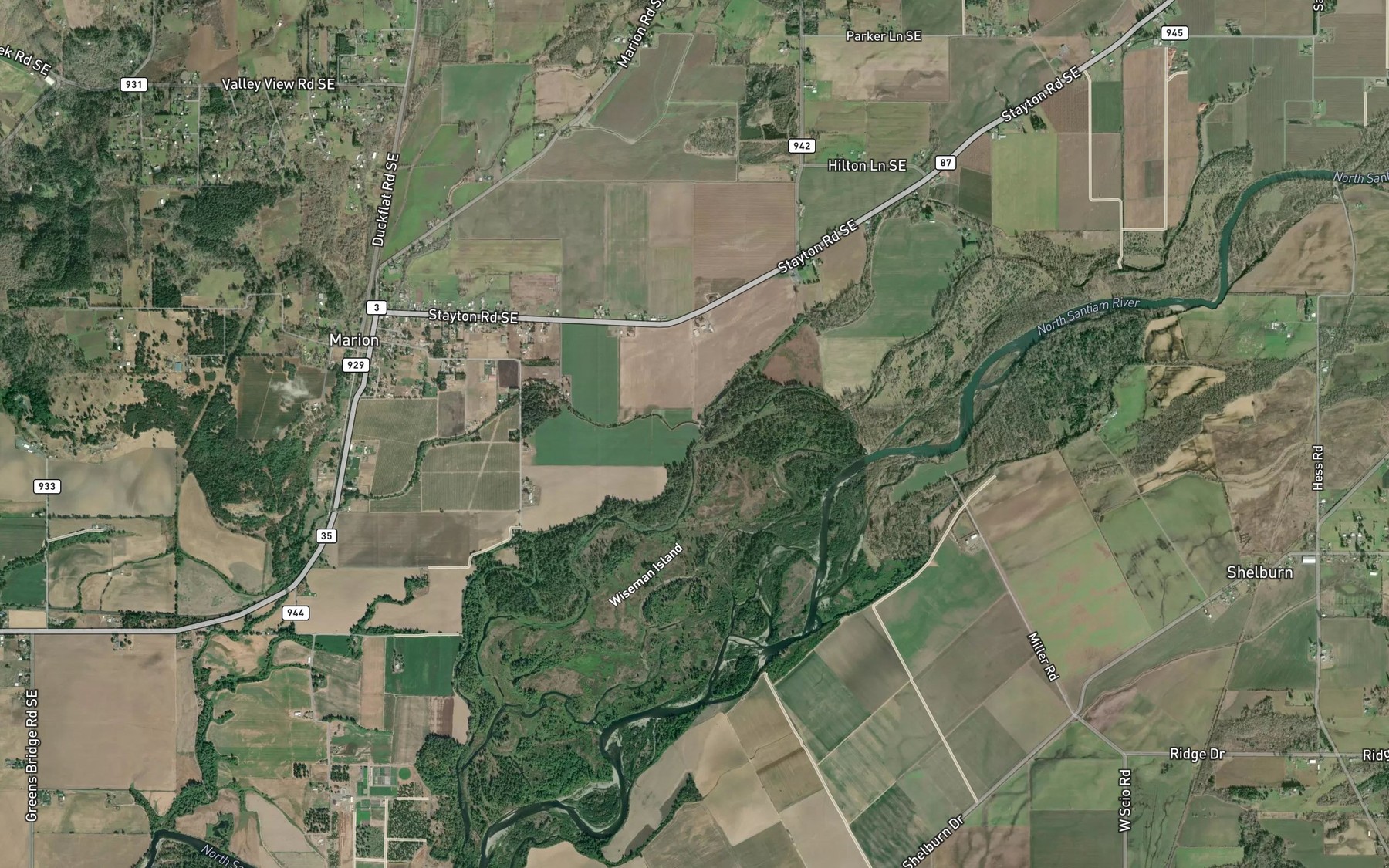 Satellite map of the Cold Creek