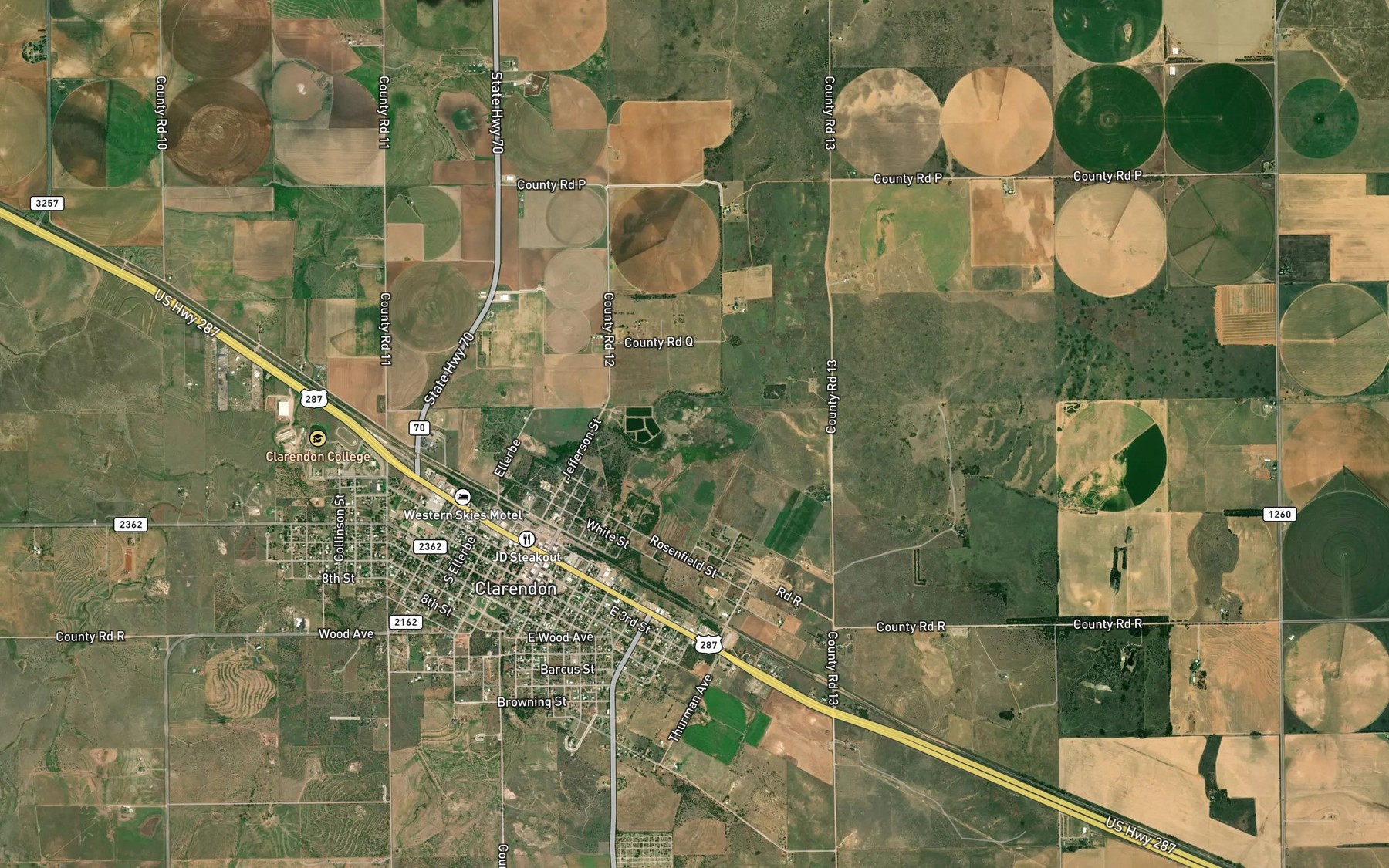 Satellite map of the Clarendon Lake