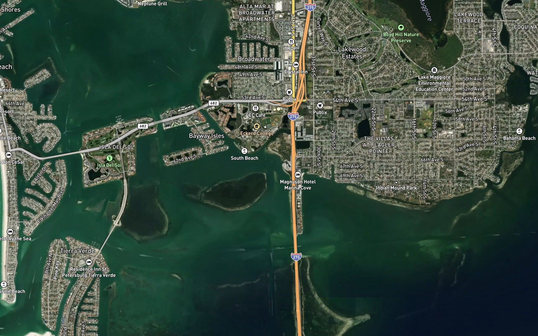Satellite map of the Sunshine Skyway Channel