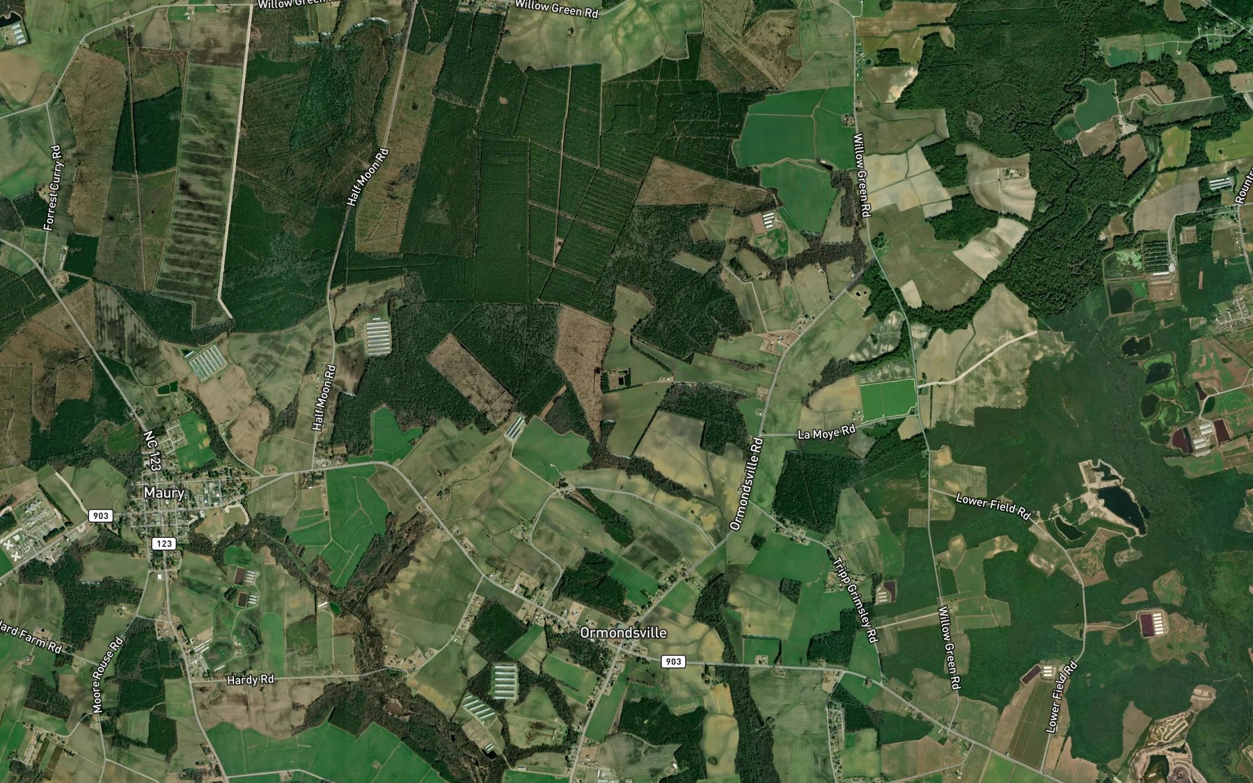 Satellite map of the Polecat Branch