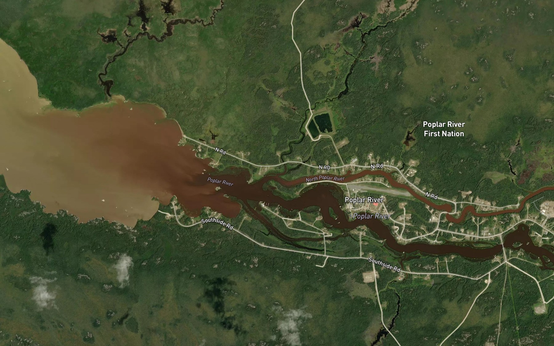 Satellite map of the North Poplar River