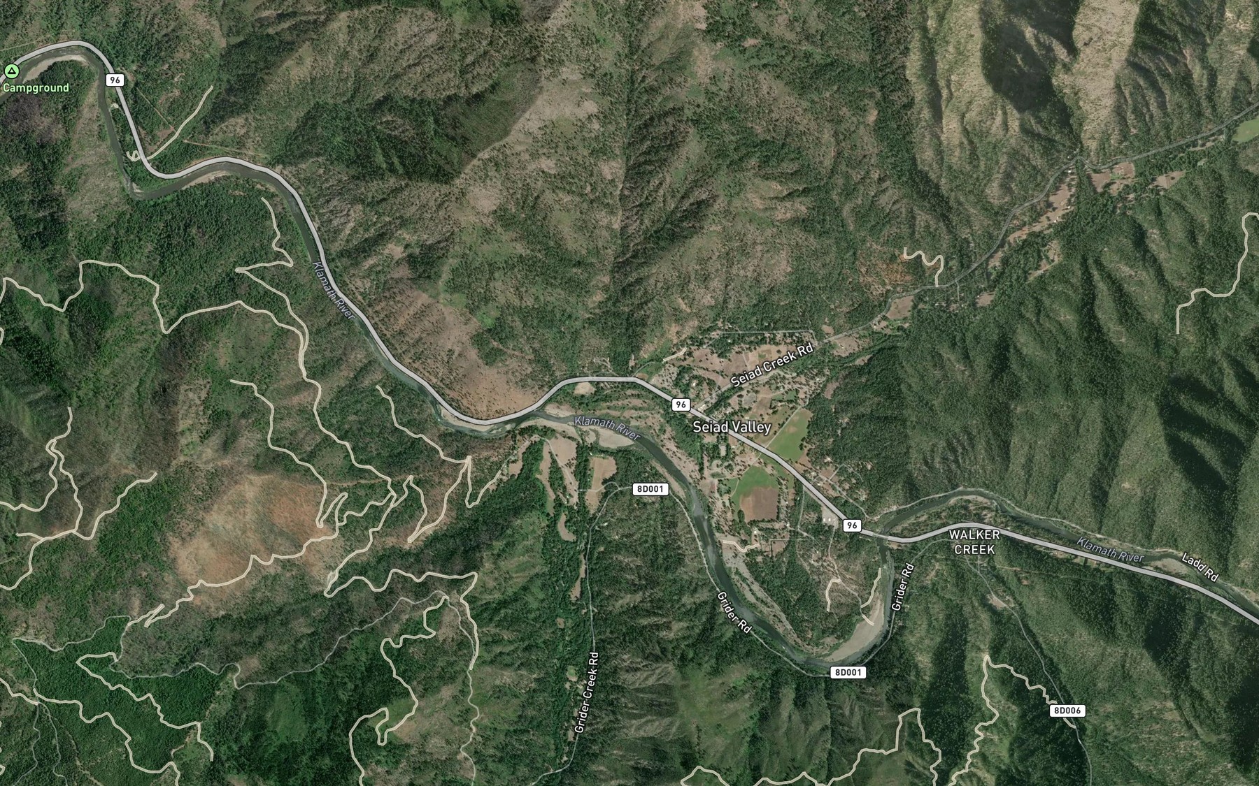 Satellite map of the Schoolhouse Creek