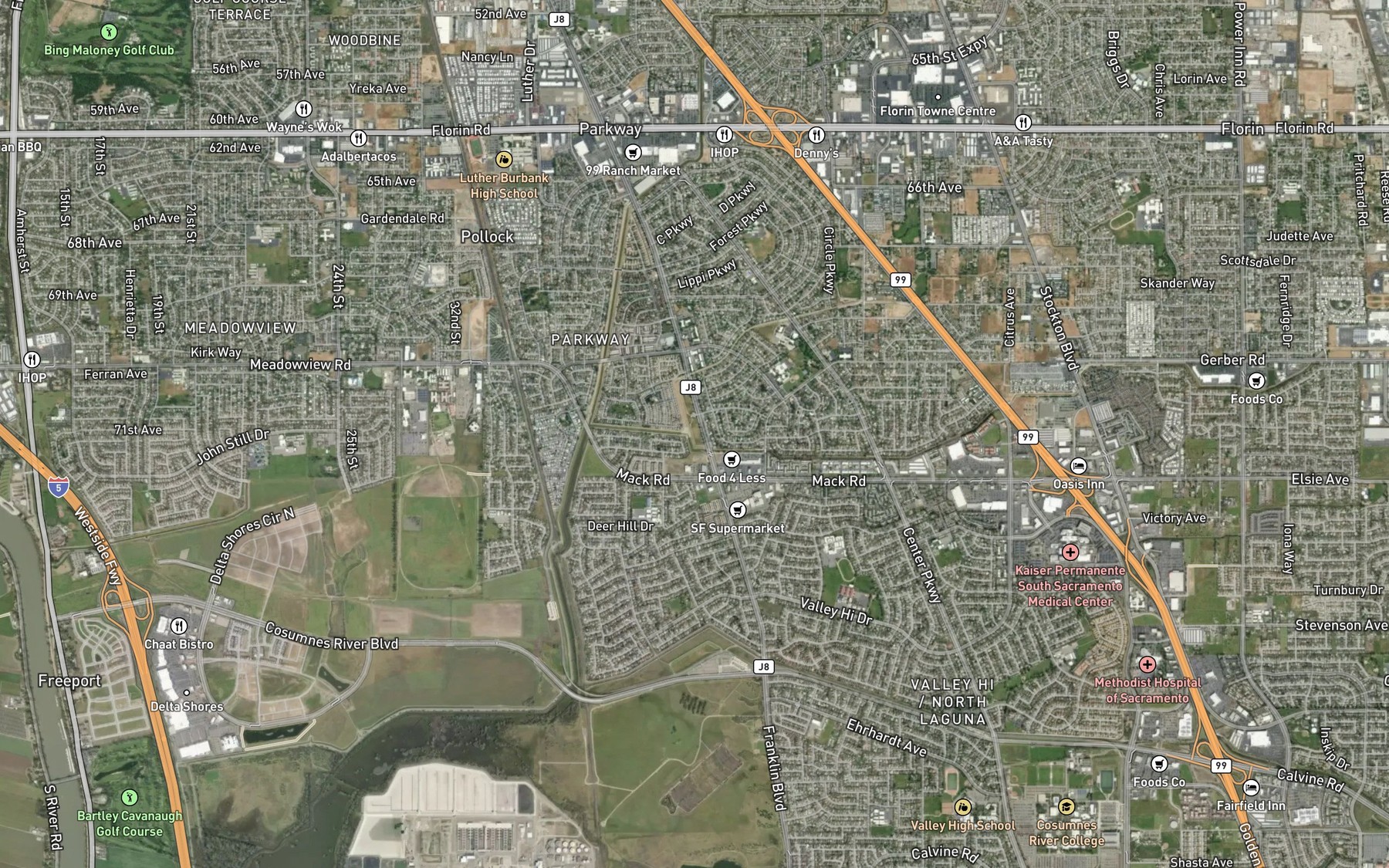 Satellite map of the Florin Creek