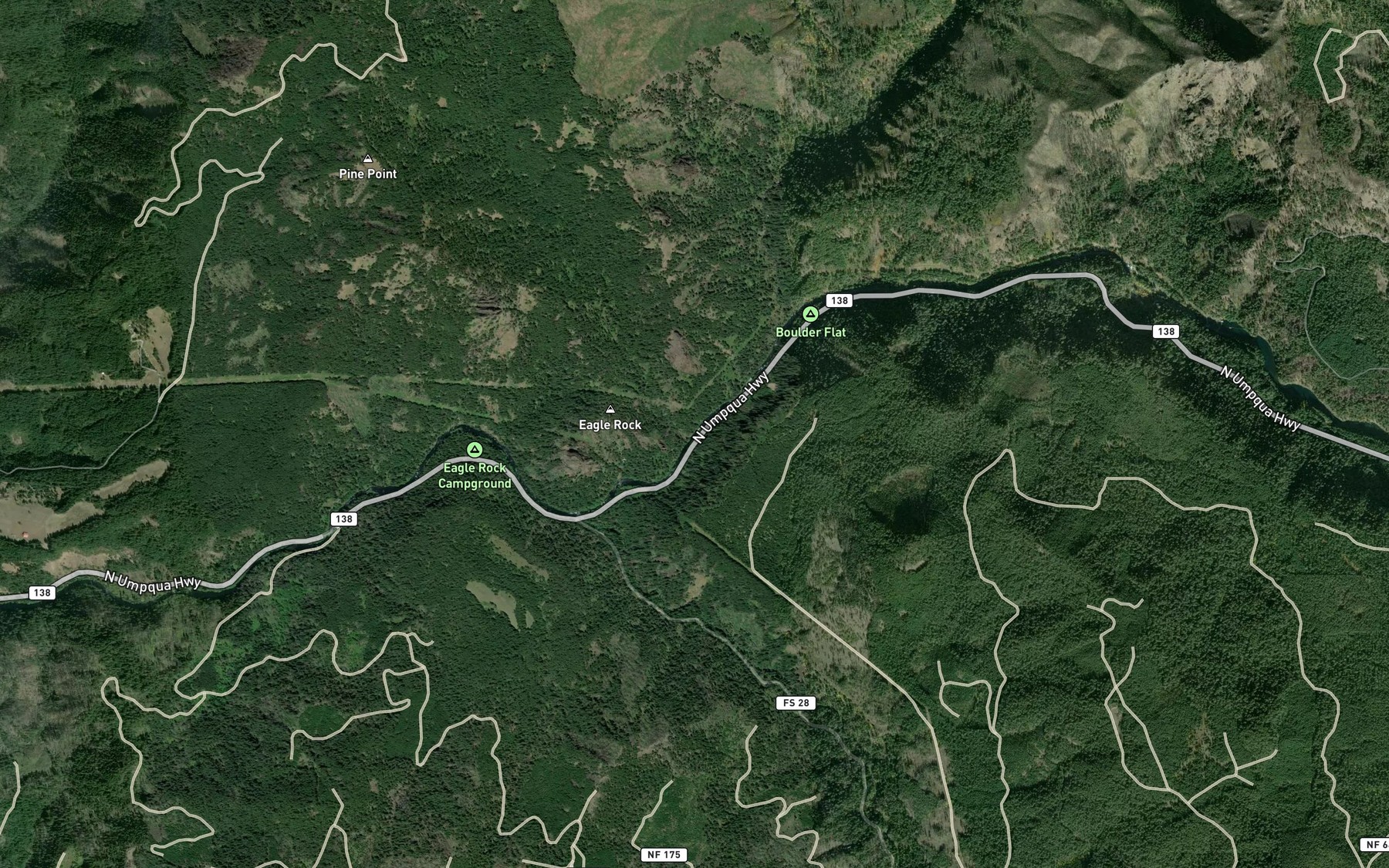 Satellite map of the Eagle Creek