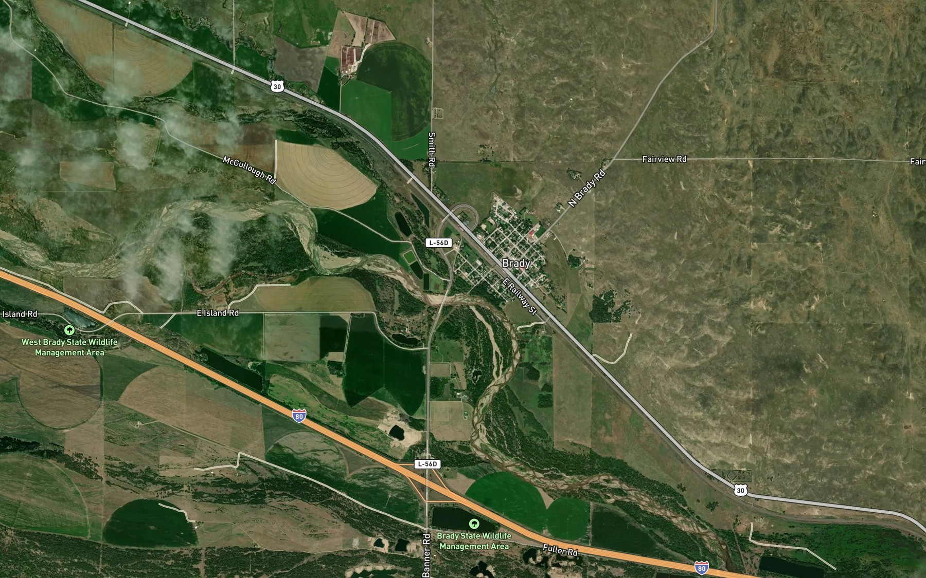 Satellite map of the Pawnee Creek