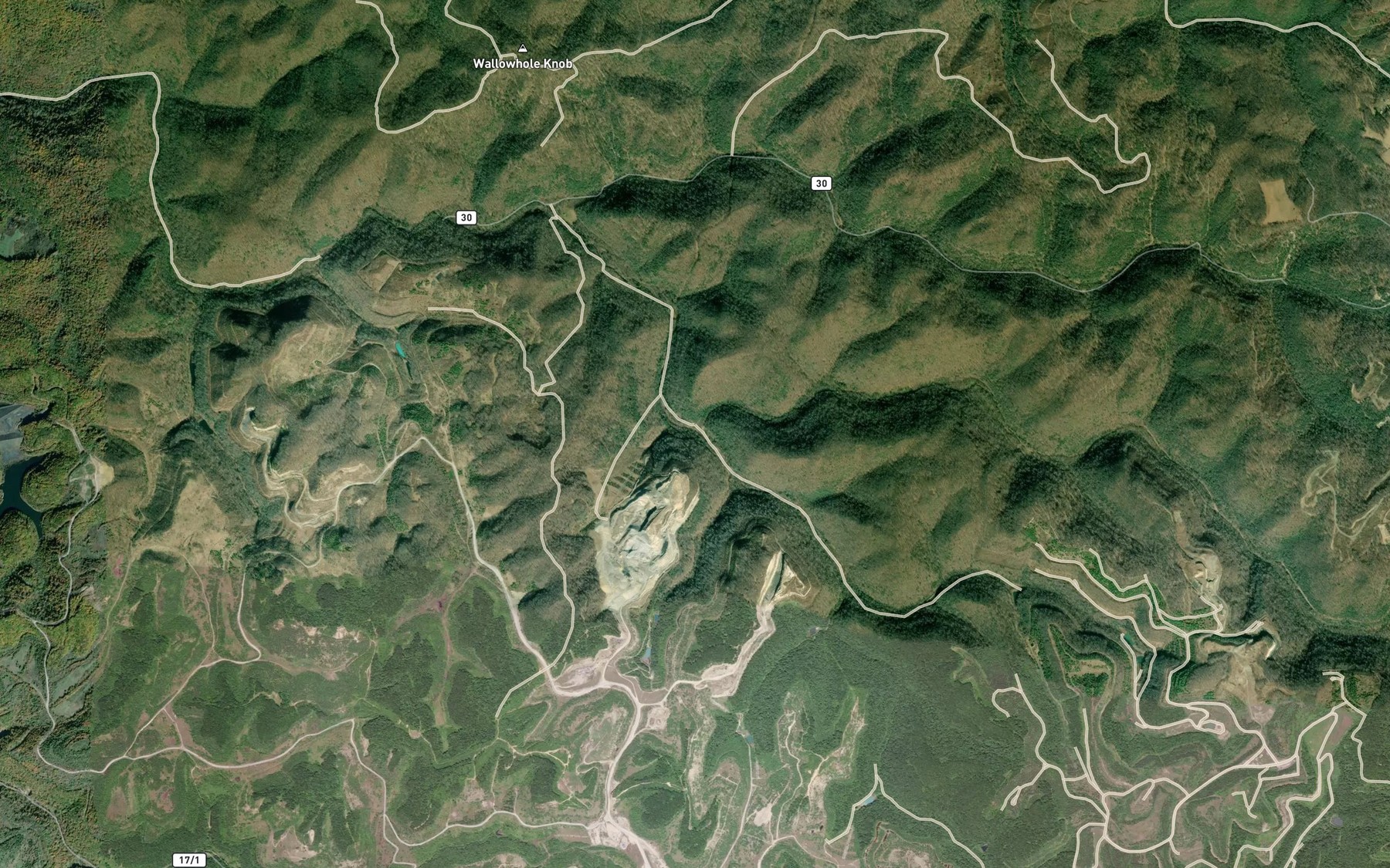 Satellite map of the Beech Fork