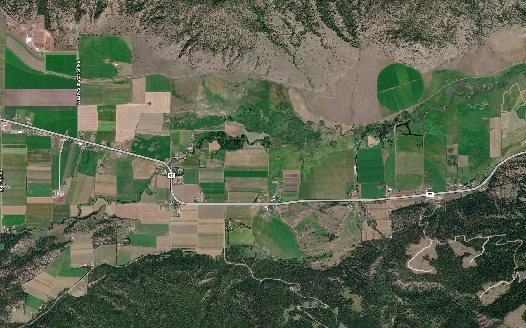 Satellite map of the Pringle Creek