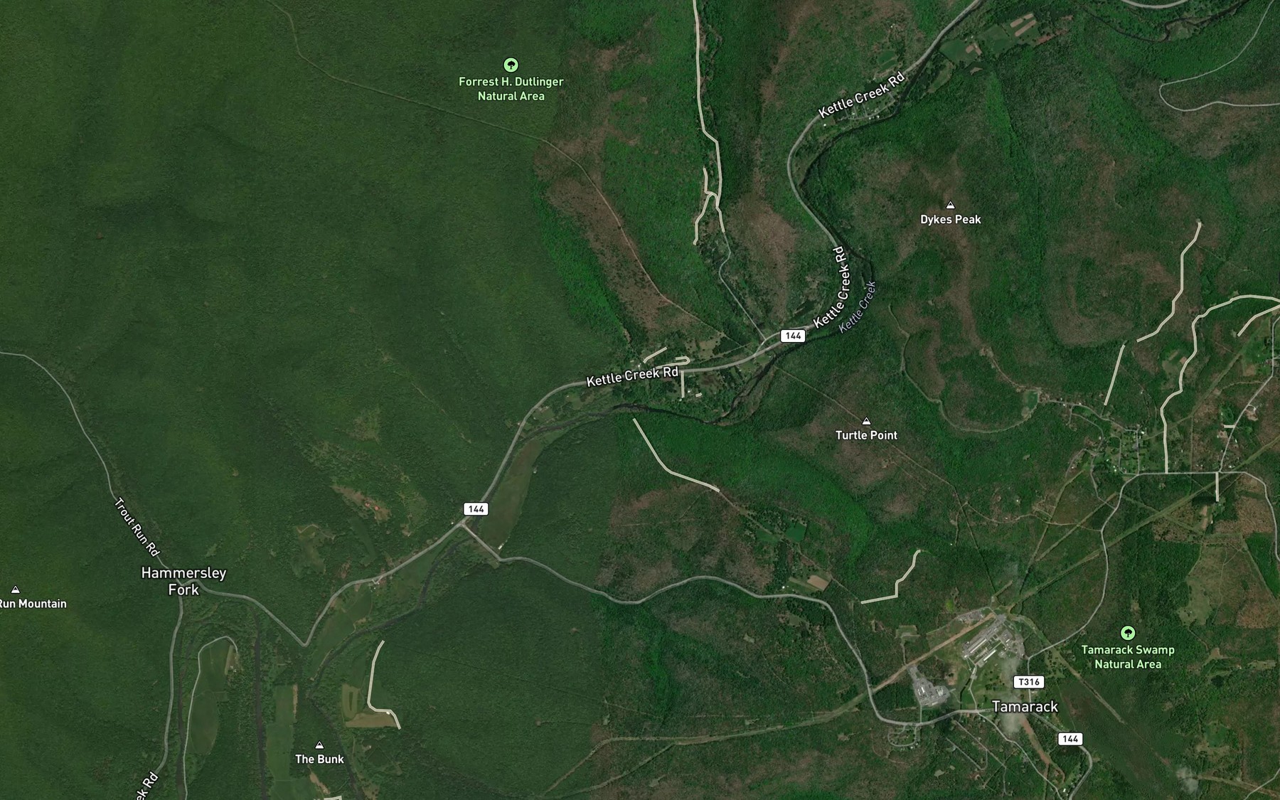 Satellite map of the Daugherty Run