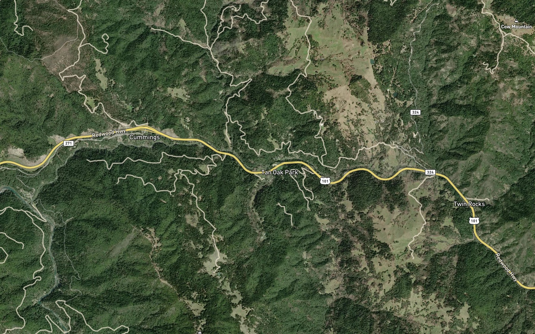 Satellite map of the Mad Creek