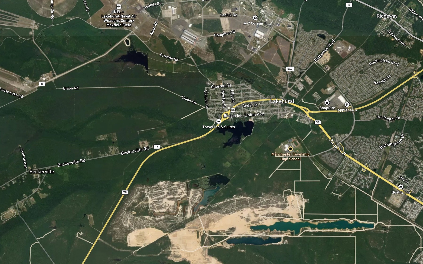Satellite map of the Blacks Branch