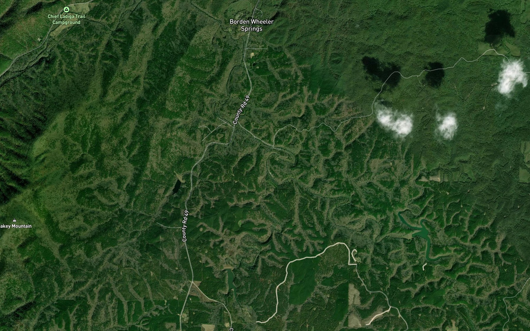 Satellite map of the Camp Creek