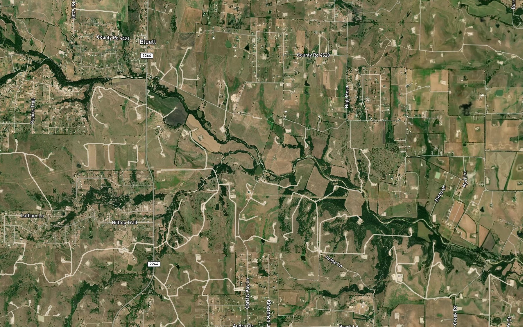 Satellite map of the Hackberry Creek
