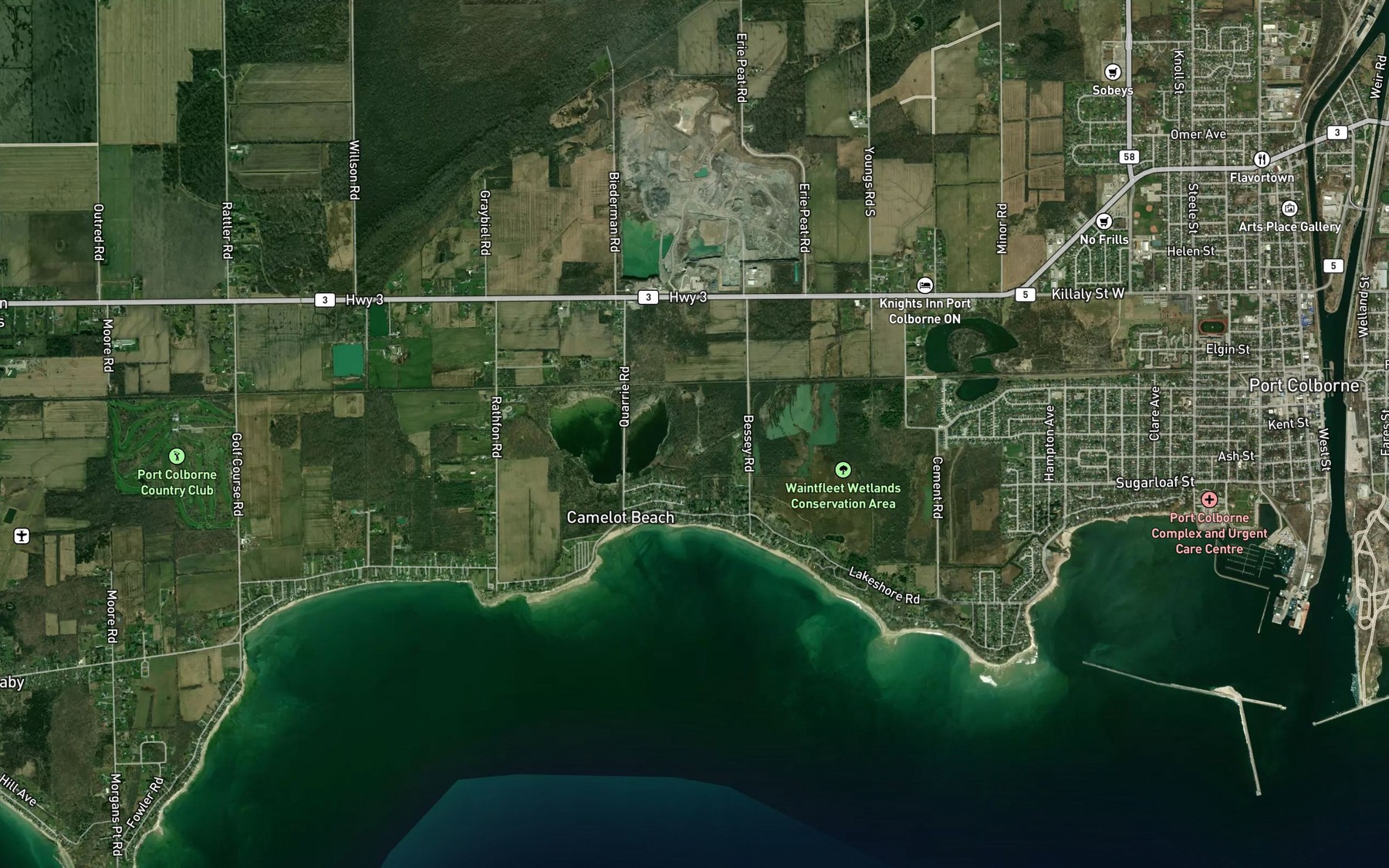 Satellite map of the Reebs Bay