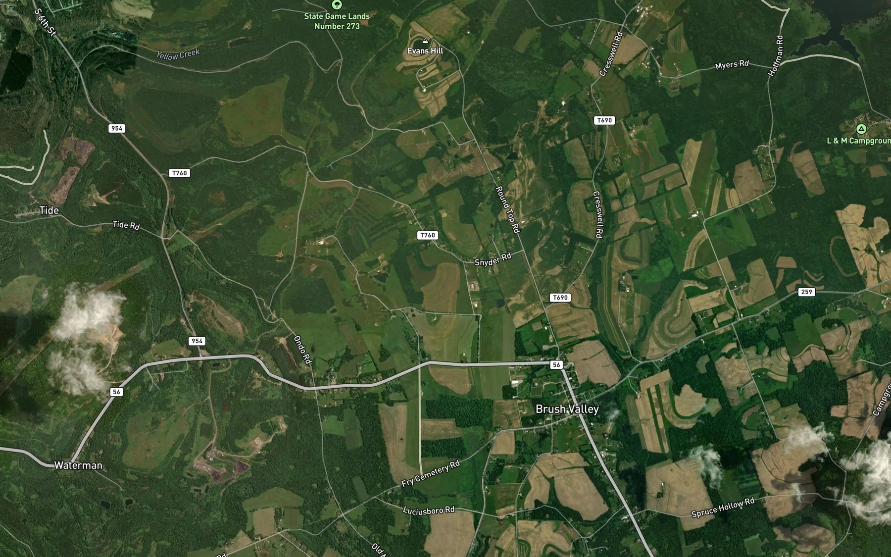 Satellite map of the Pond Number Four