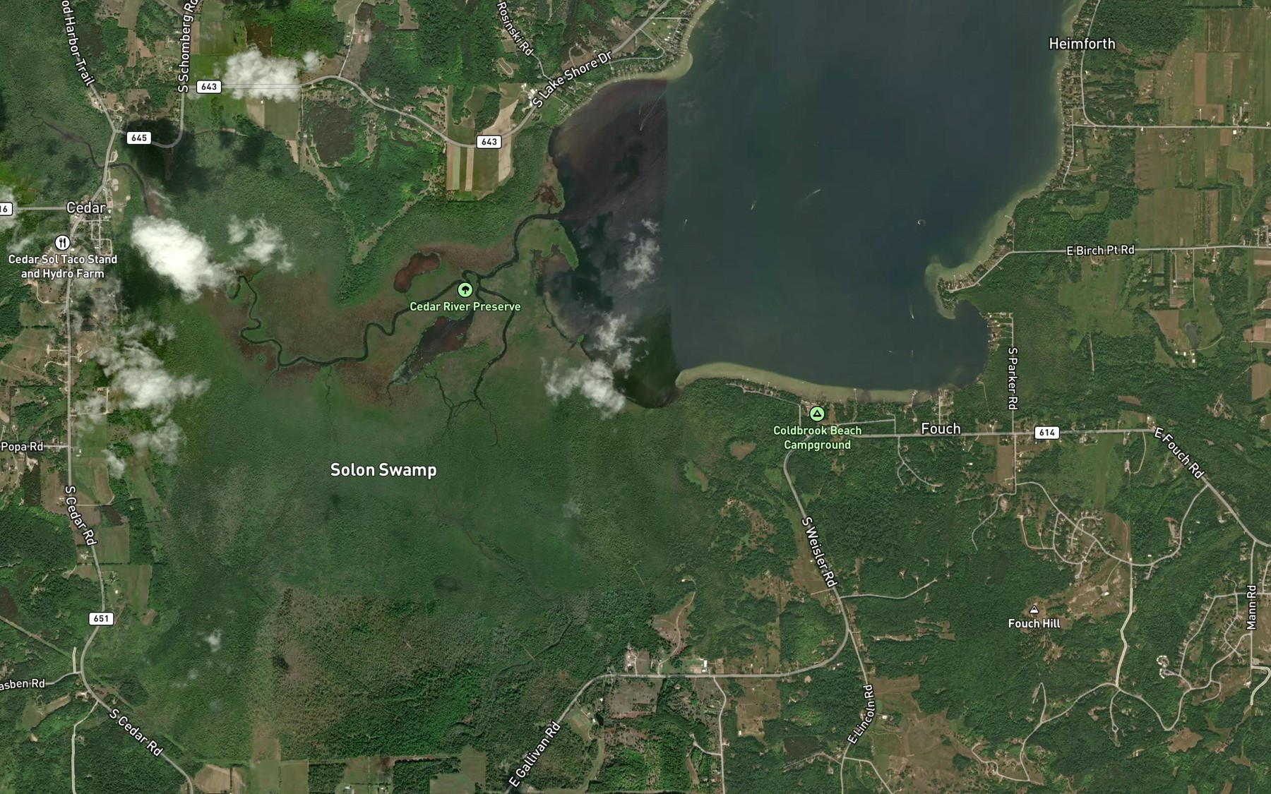 Satellite map of the Weisler Creek