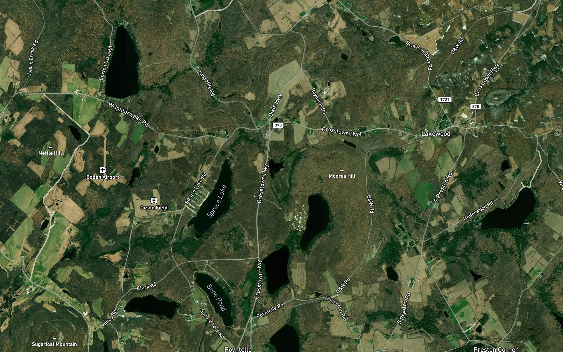 Satellite map of the Tamarack Swamp Pond