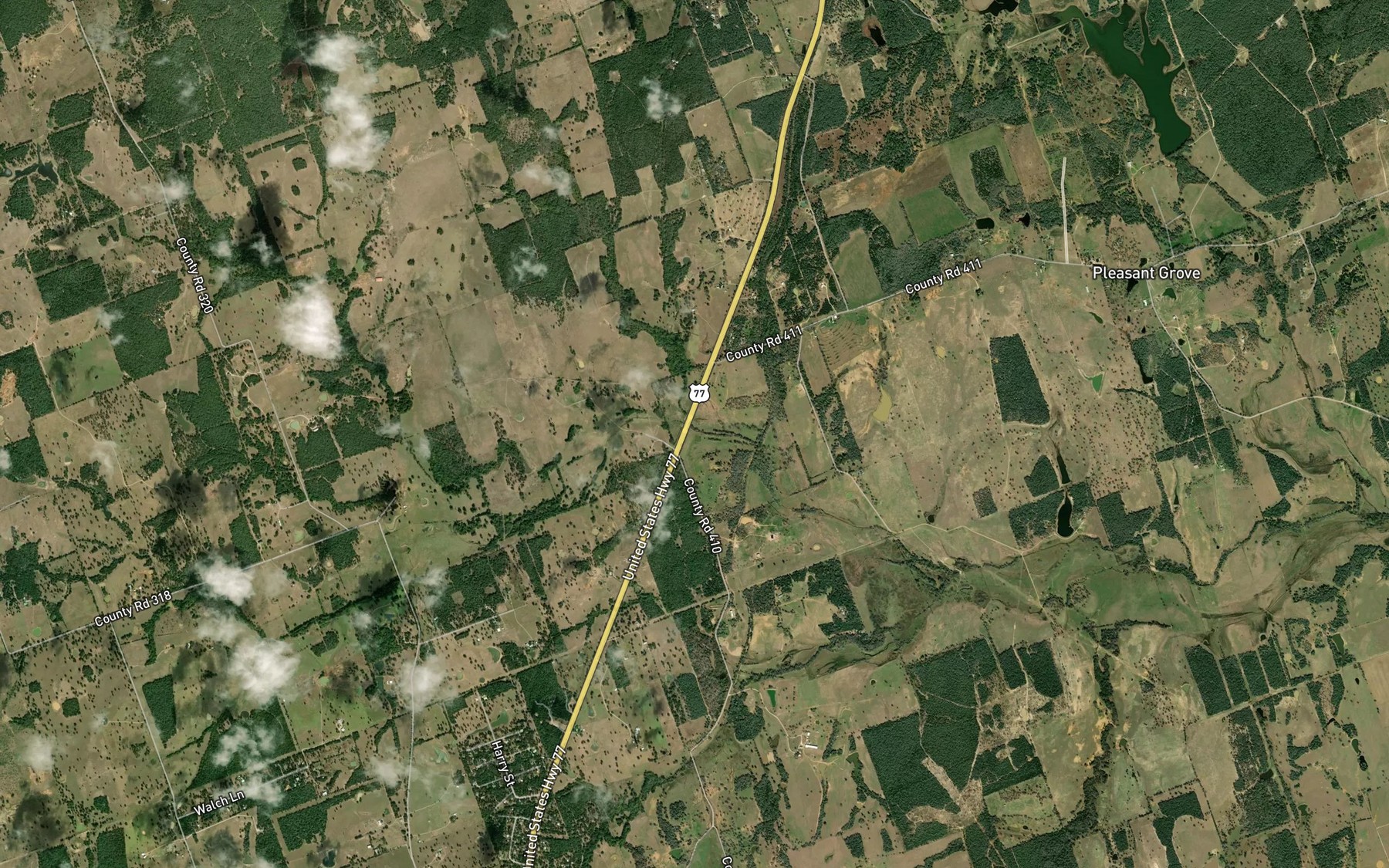 Satellite map of the Little Brushy Creek