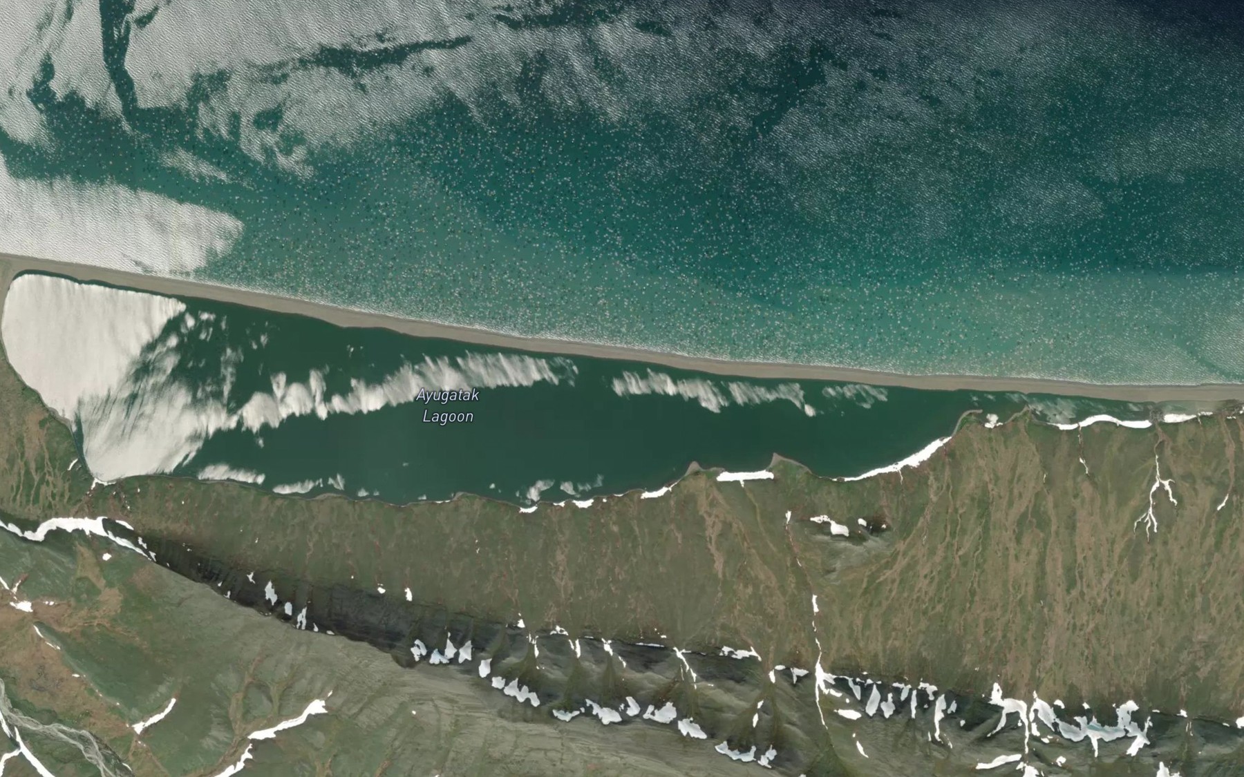 Satellite map of the Ayugatak Lagoon