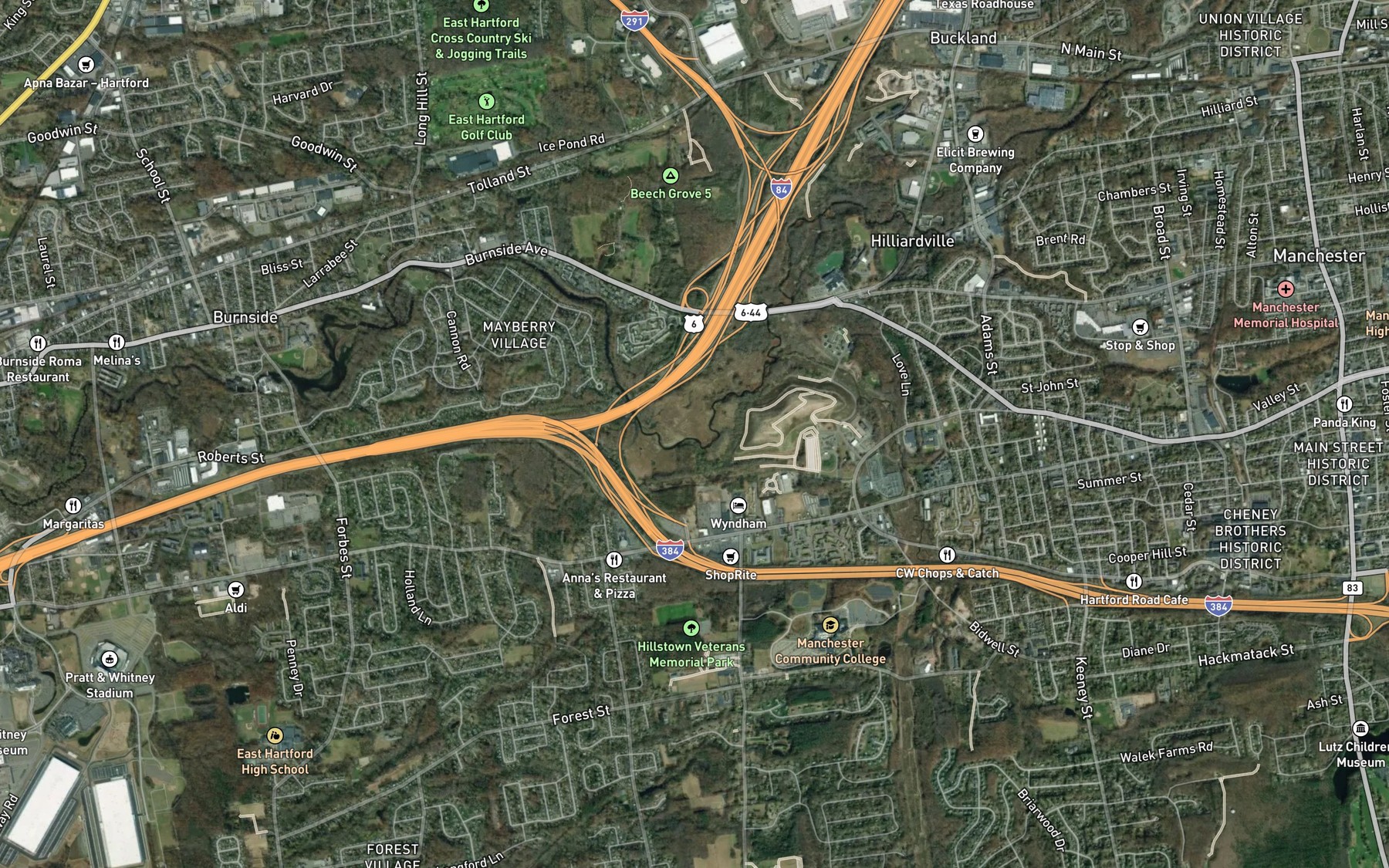 Satellite map of the Laurel Lake